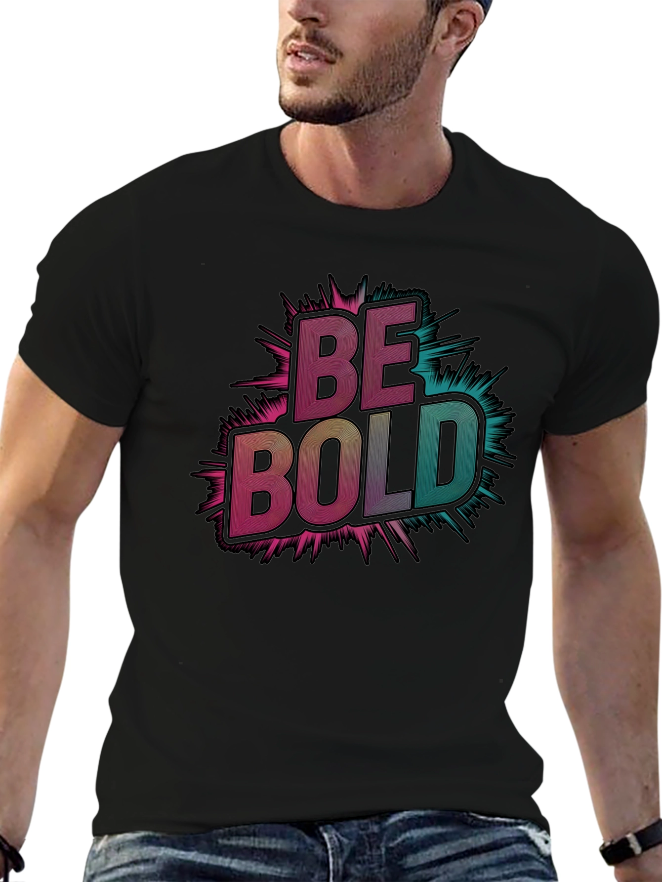 Black Be Bold Graphic Tee - Men's Black T-Shirt view 6