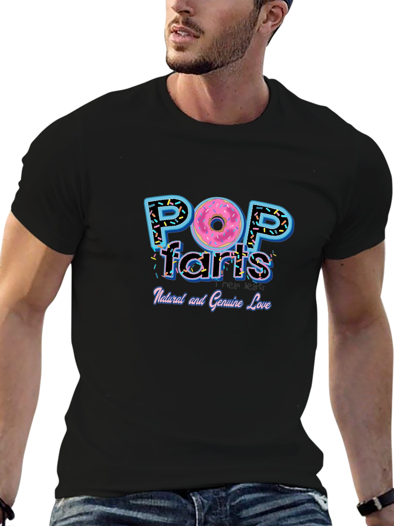 Black Pop Farts T-Shirt - Funny Donut Graphic Tee view 6