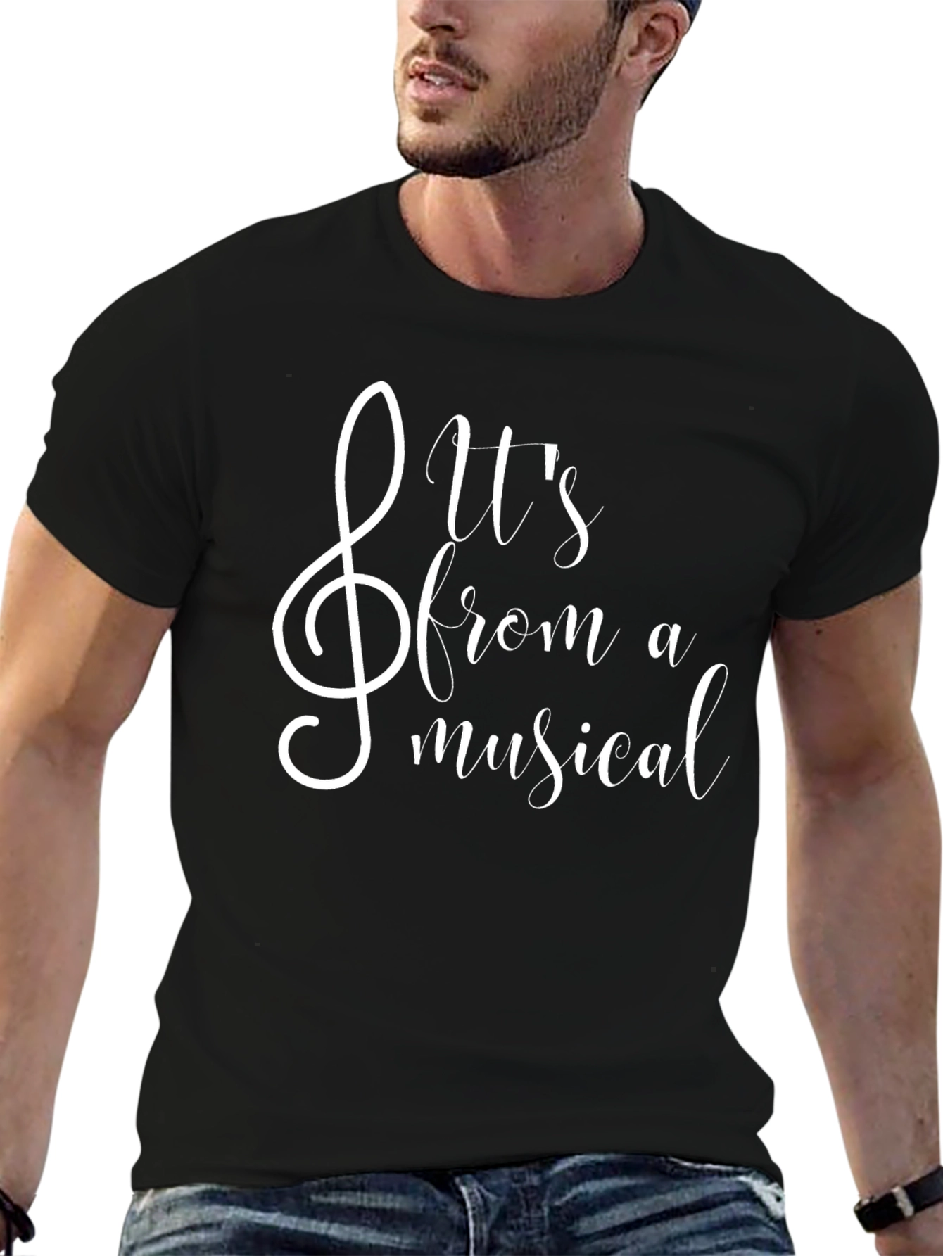 Black Musical T-Shirt - Treble Clef Design view 6