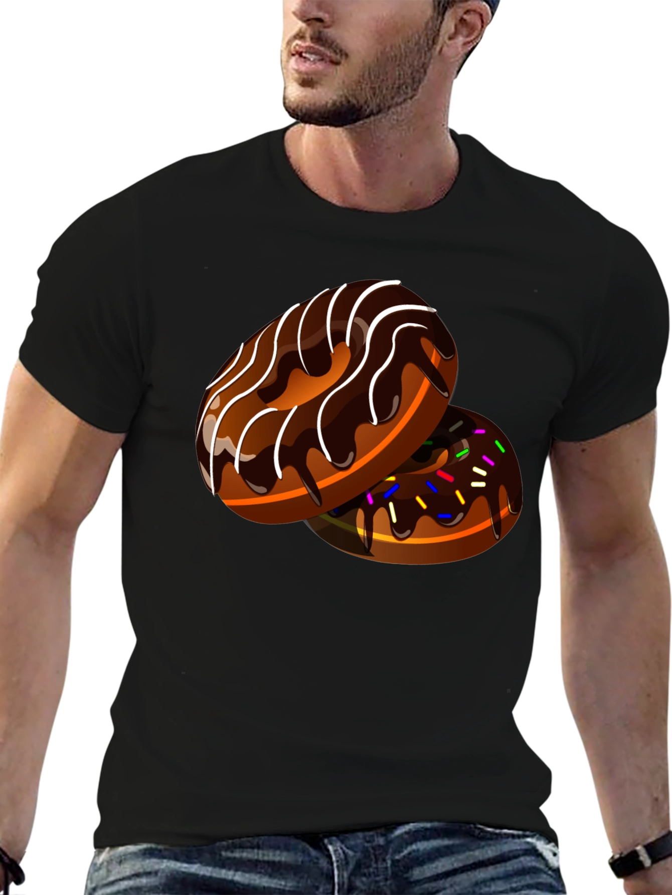 Black Donut Design Black T-Shirt view 6