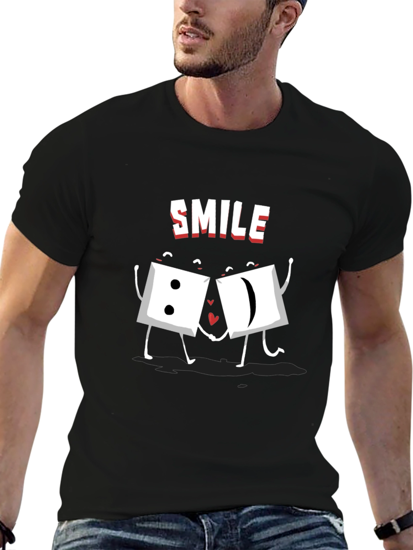 Smile Dice Graphic Tee - Black Cotton T-Shirt - 6