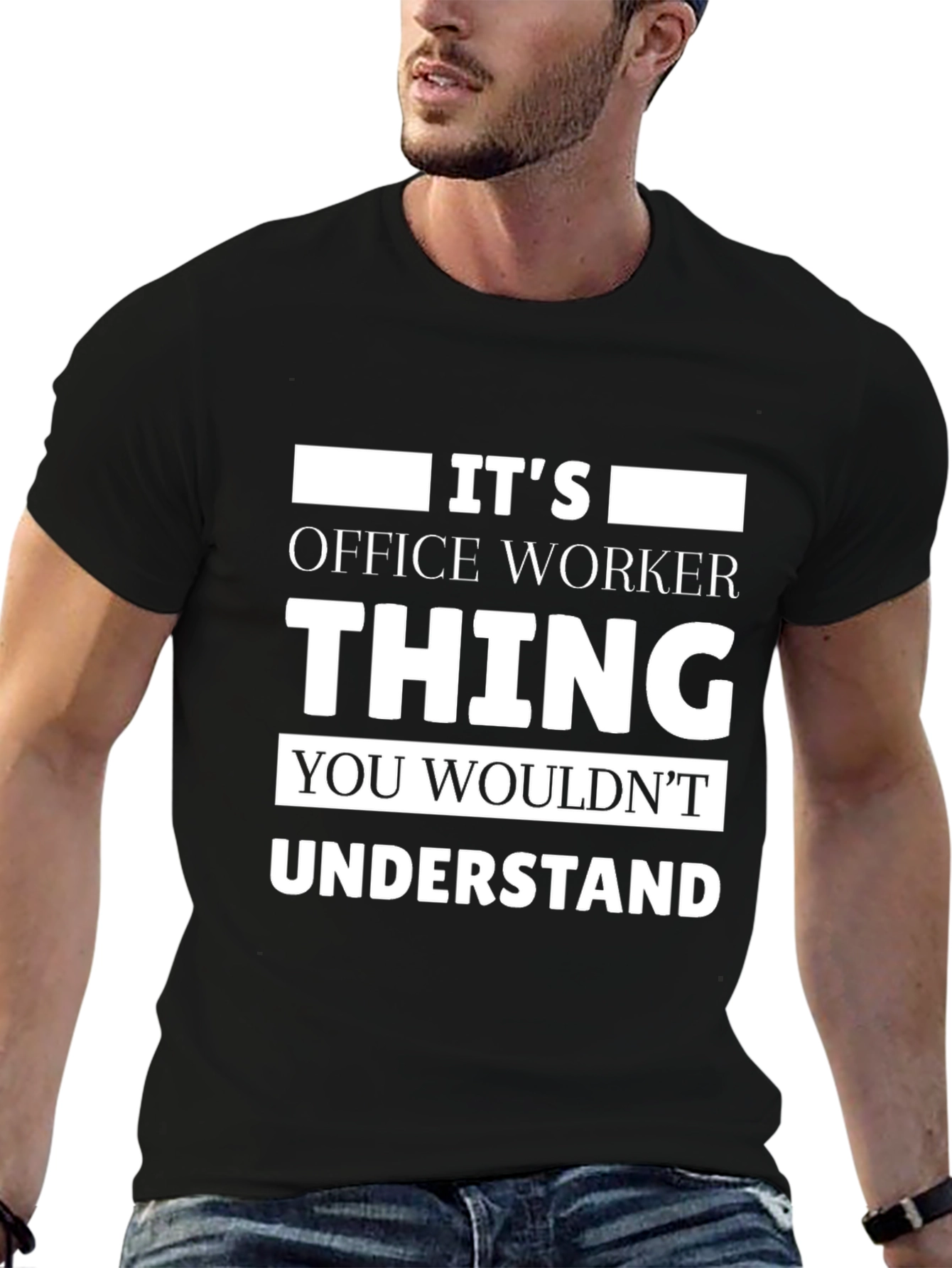 Black Office Worker Thing T-Shirt Funny Work Tee view 6