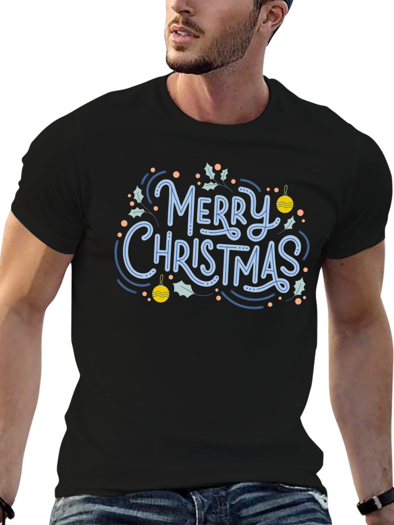Black Festive Merry Christmas Graphic Tee view 6