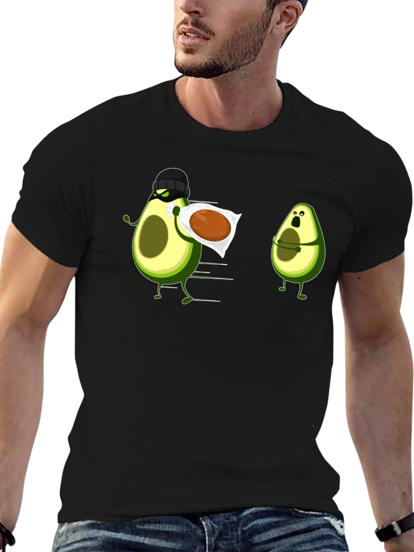 Black Avocado Thief Graphic Tee - Funny Fruit Humor view 6