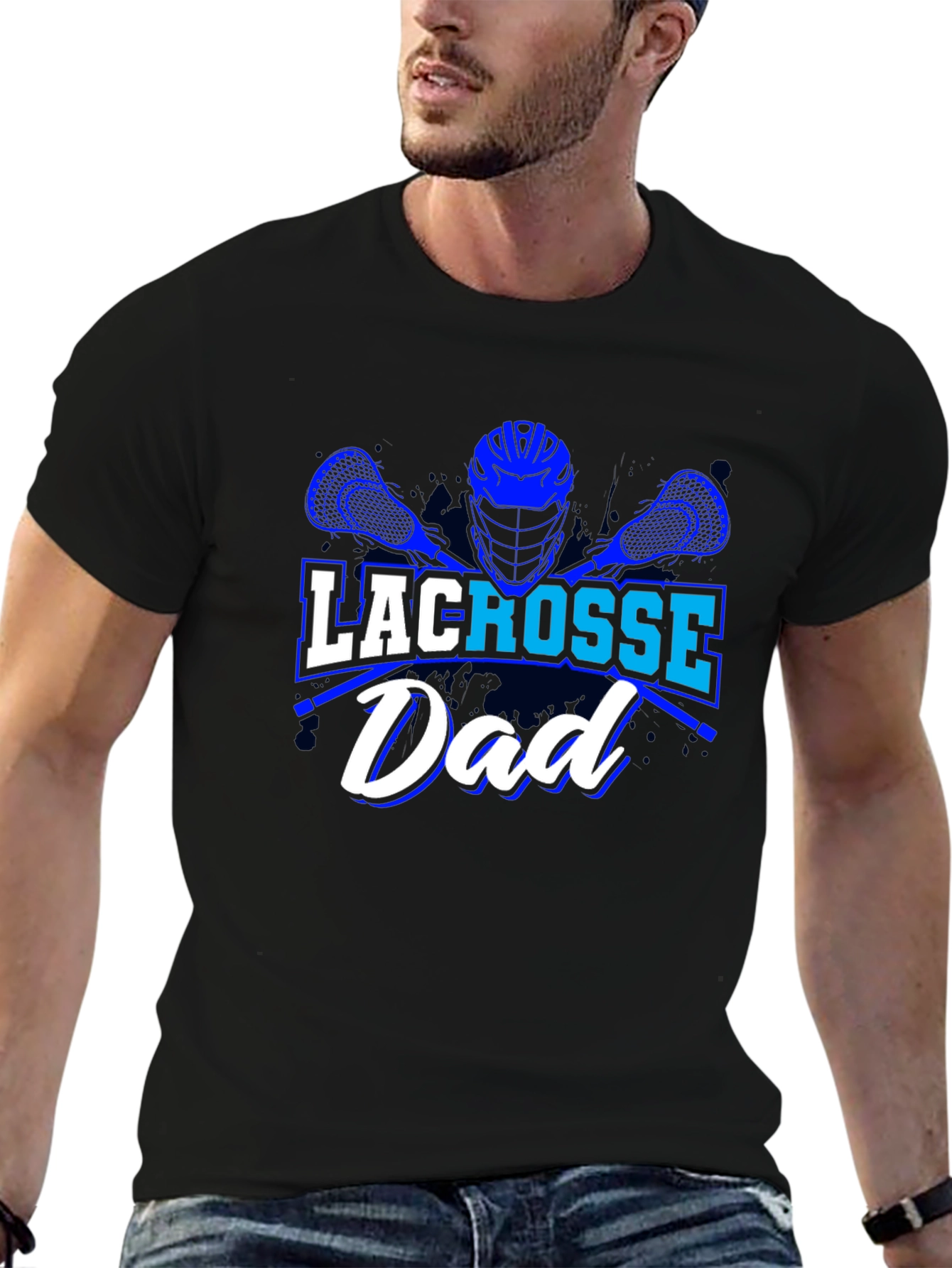 Black Lacrosse Dad T-Shirt view 6