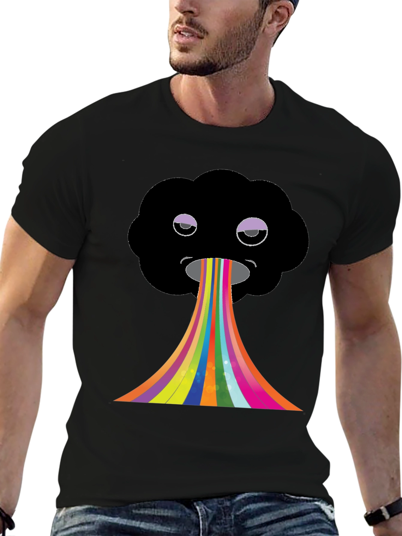 Black Rainbow Cloud Graphic Tee view 6