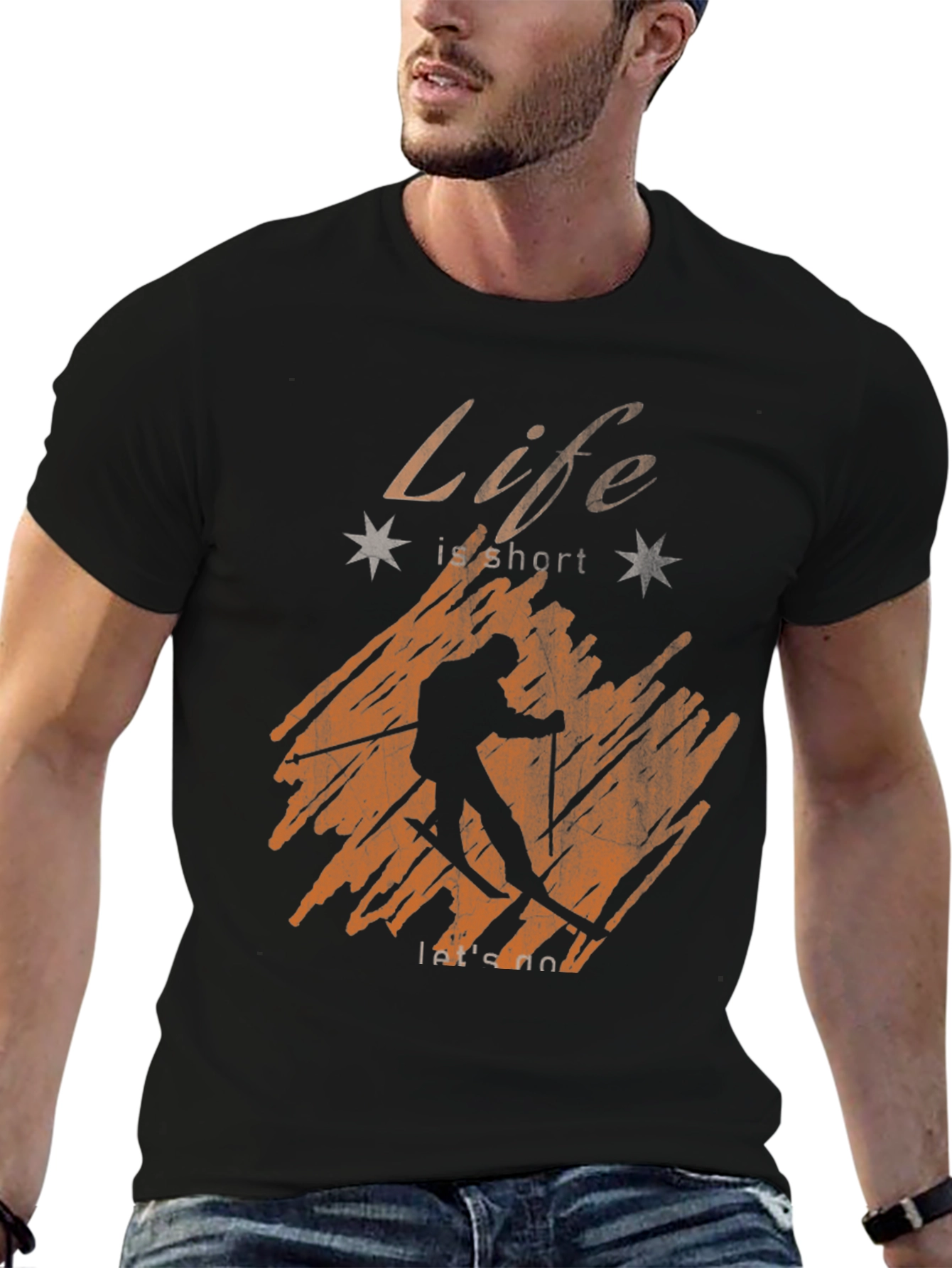 Black Life is Short Ski T-Shirt - Unisex view 6
