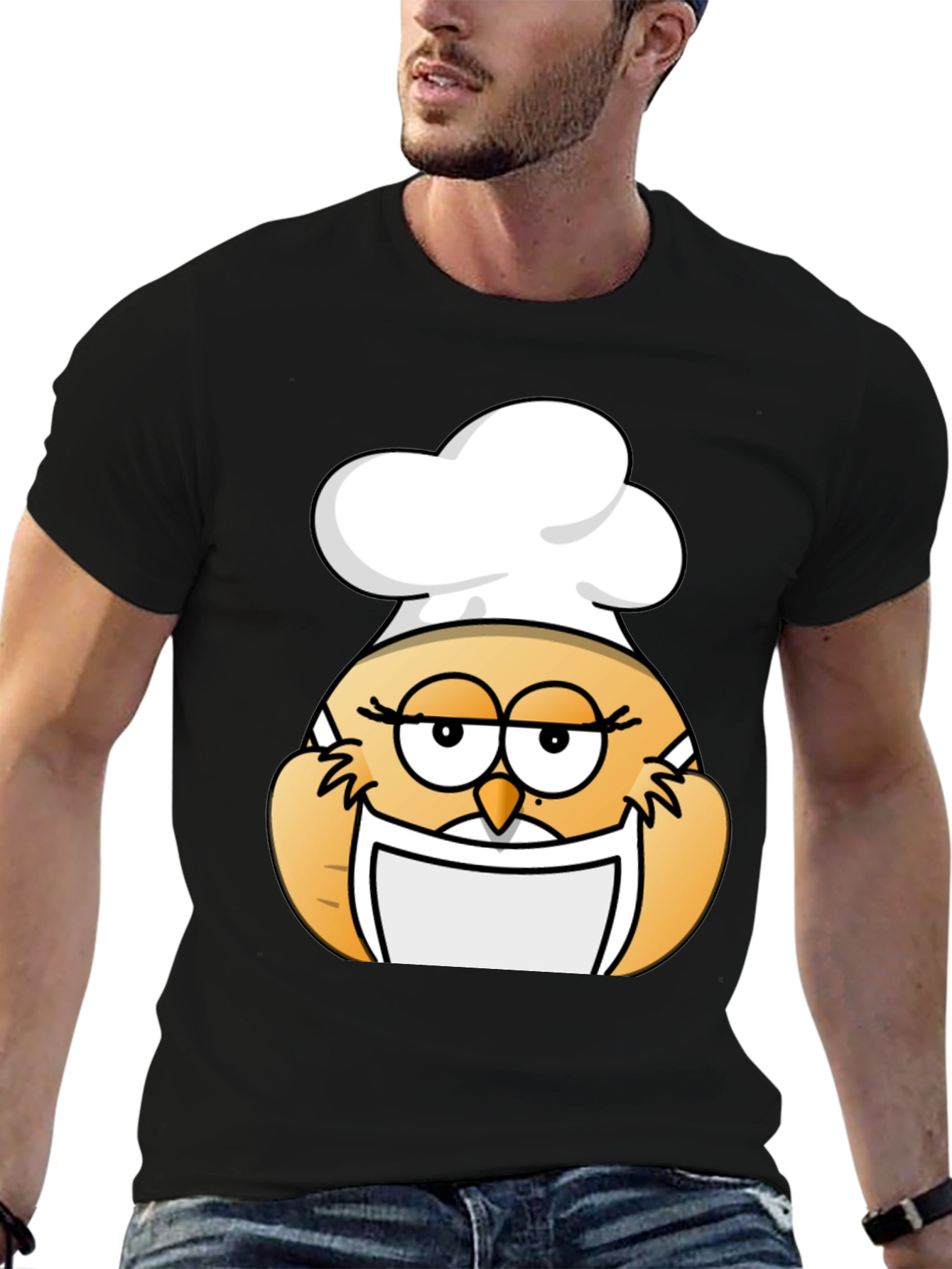 Black Chef Owl Graphic Tee - Black Cotton Blend view 6