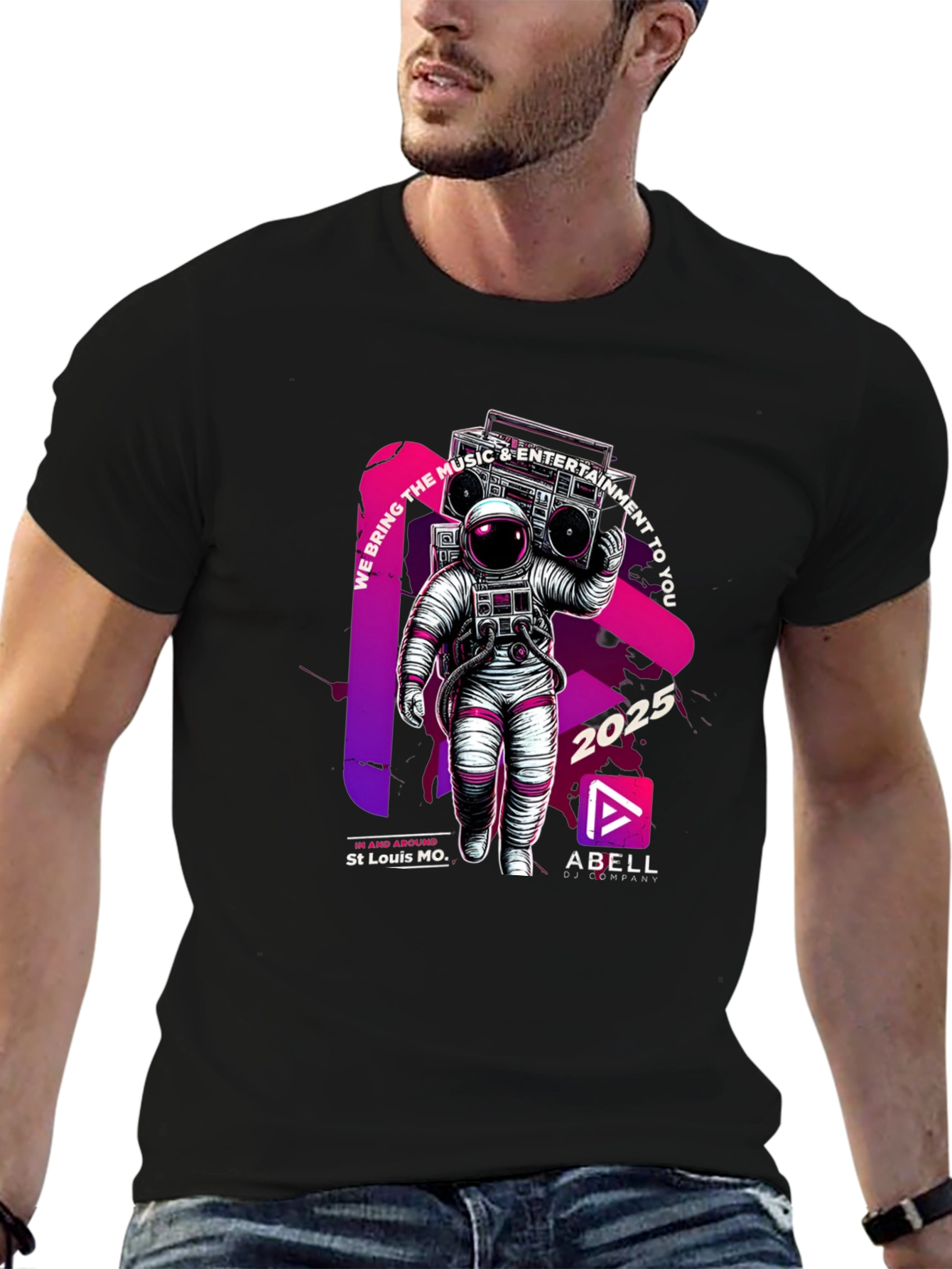 Black Astronaut Music T-Shirt - We Bring the Music view 6