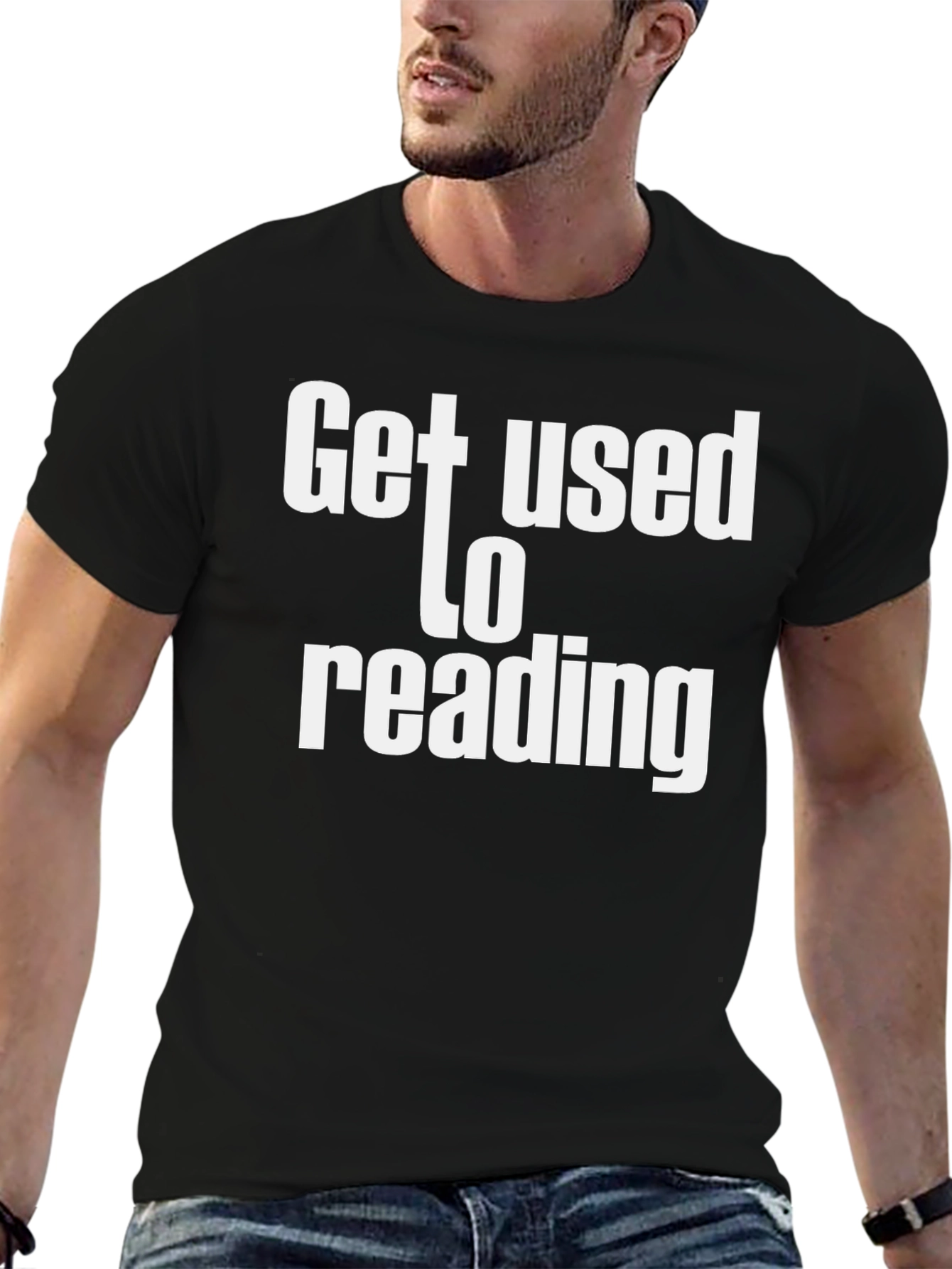 Black Get Used To Reading Graphic Tee - Unisex view 6