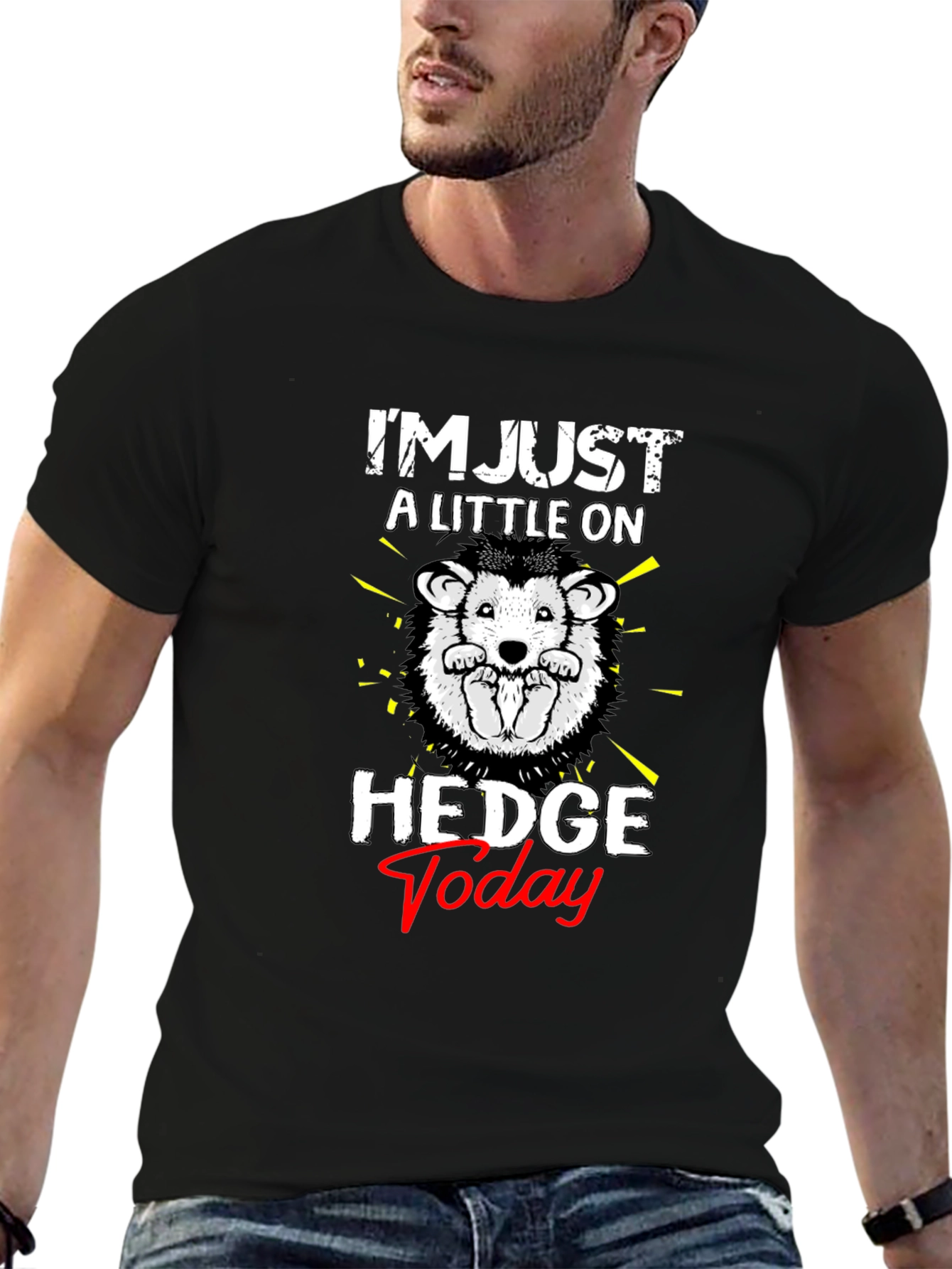 Black Hedgehog 'Hedge Today' Graphic T-Shirt view 6