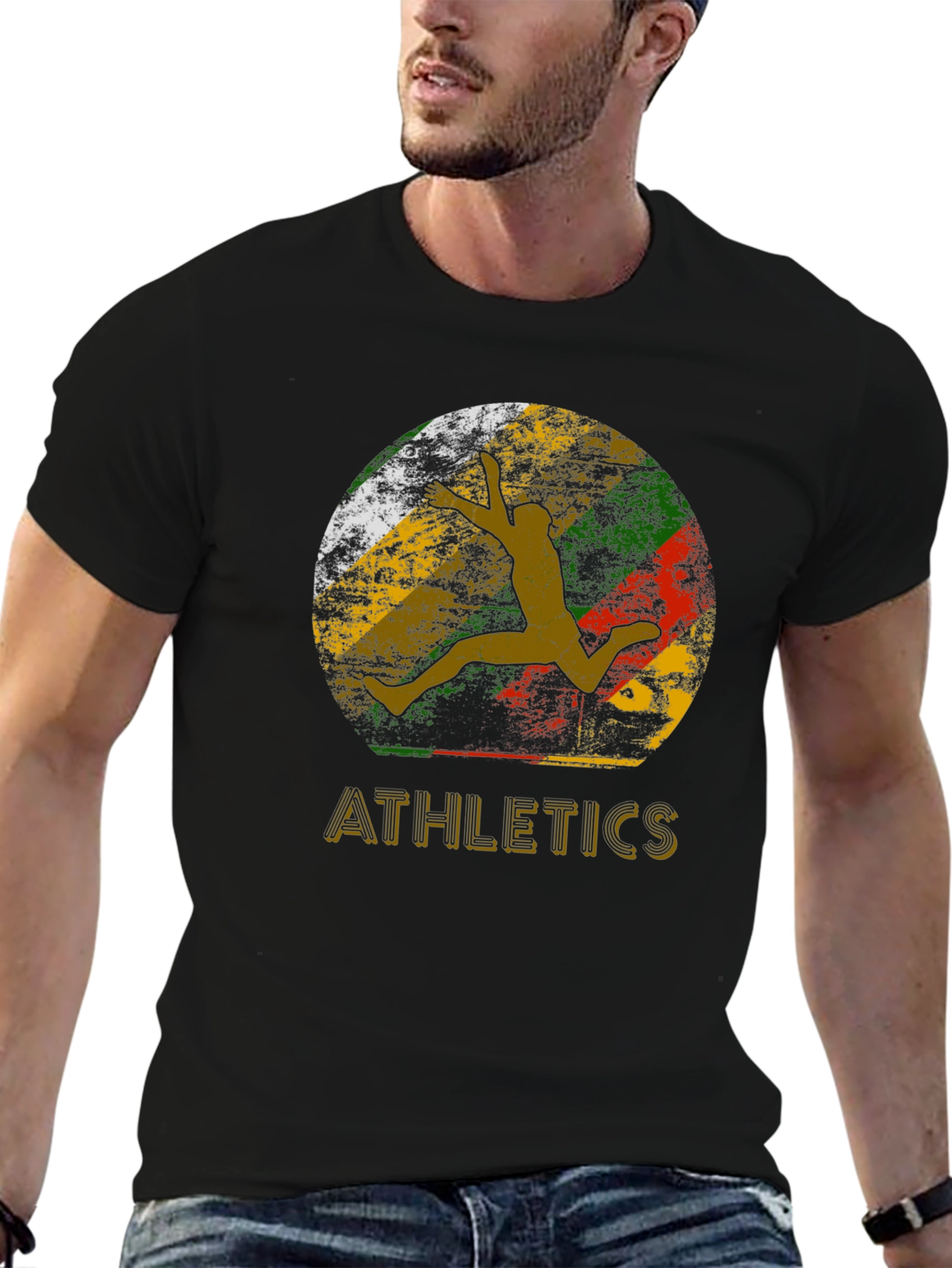 Black Retro Athletics Graphic Tee - Vintage Runner Design view 6