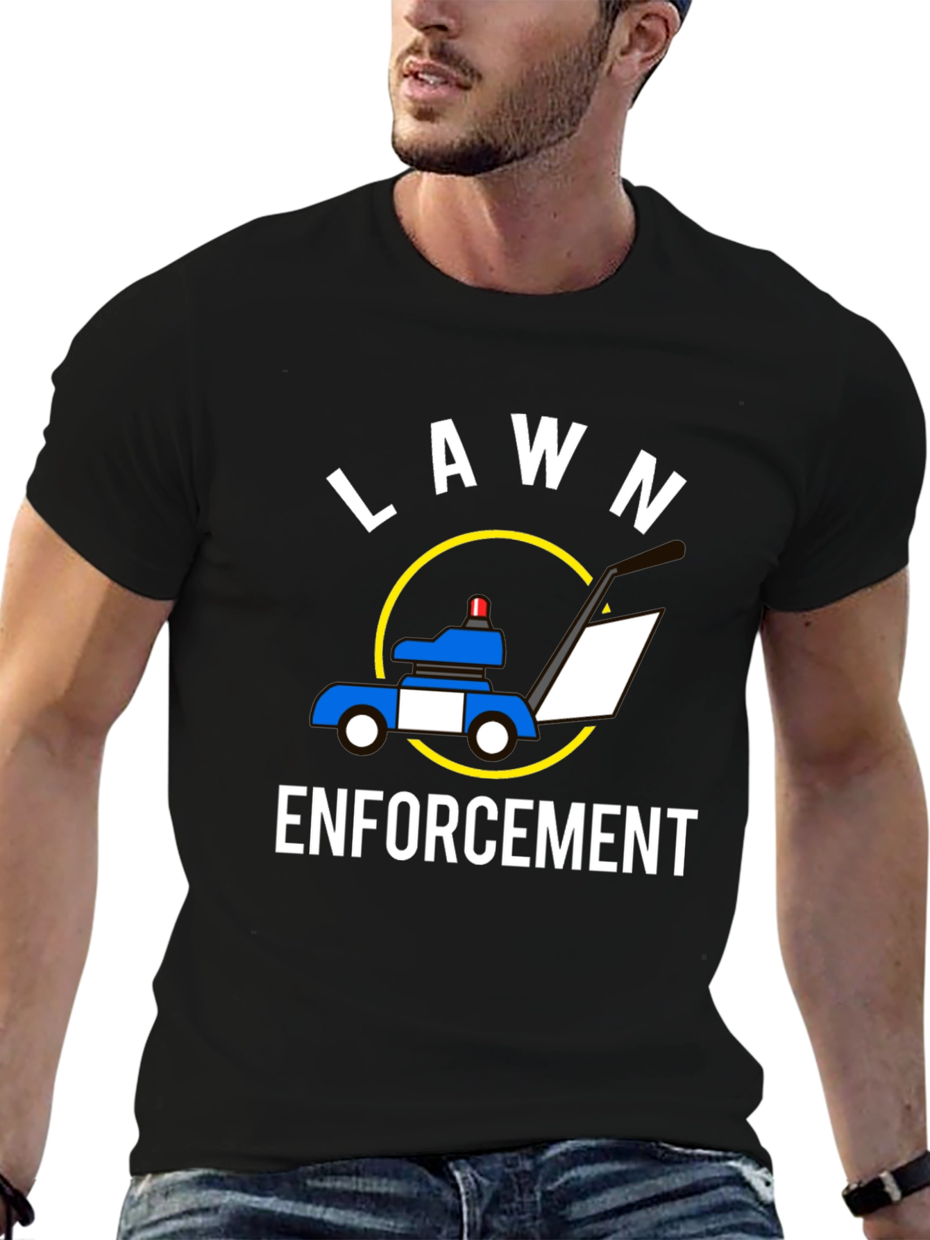 Black Lawn Enforcement T-Shirt - Funny Yard Work Tee view 6