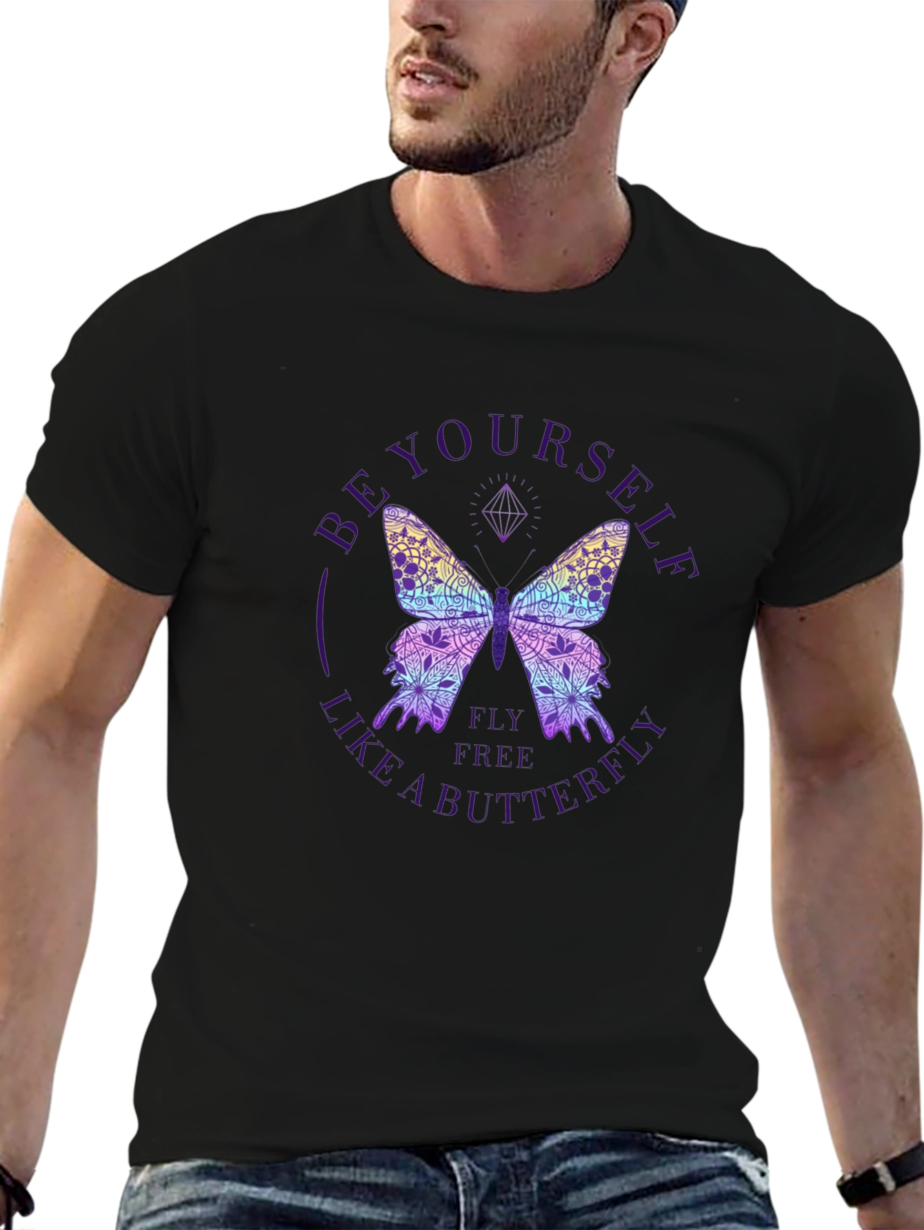 Black Be Yourself Butterfly Graphic Tee view 6
