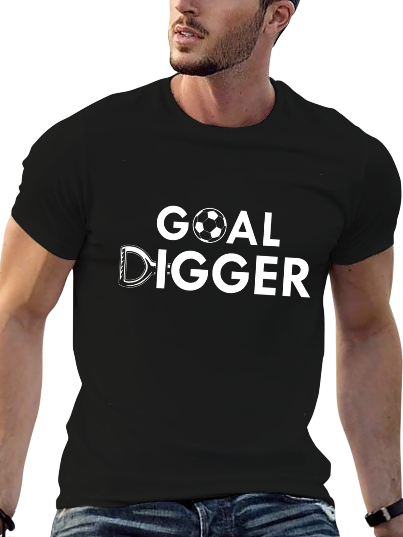 Black Goal Digger Funny Soccer Graphic T-Shirt view 6