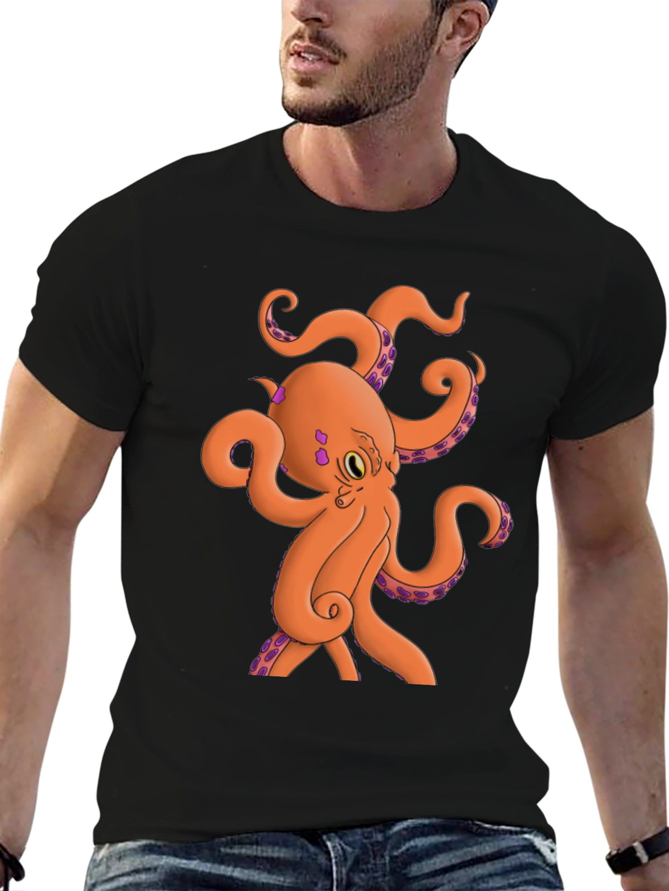 Black Octopus Graphic Tee - Black Cotton Blend view 6