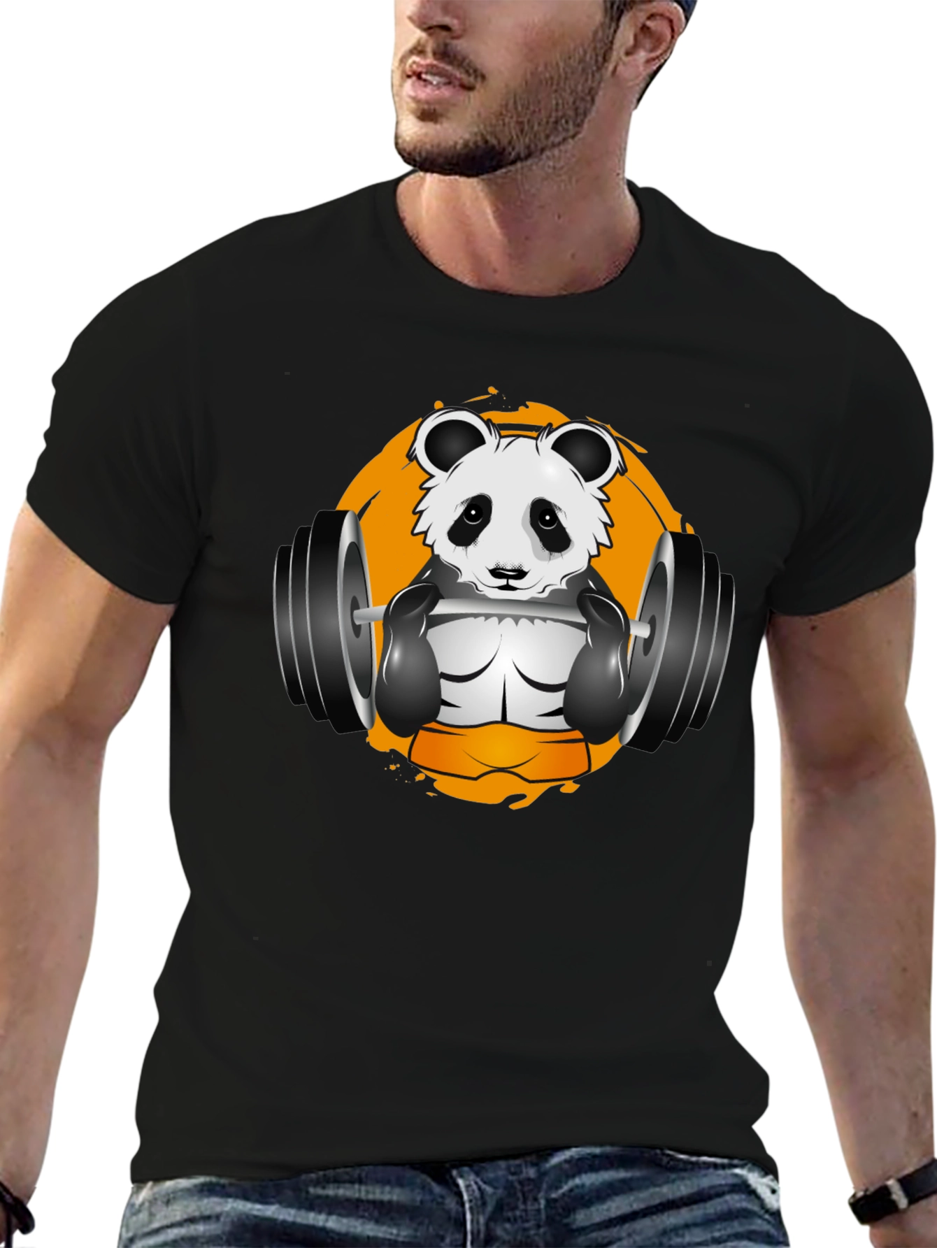 Black Panda Gym T-Shirt - Black Graphic Tee view 6