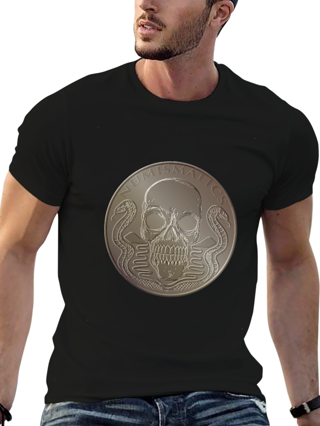 Black Numismatics Skull & Snakes Graphic Tee - Black view 6