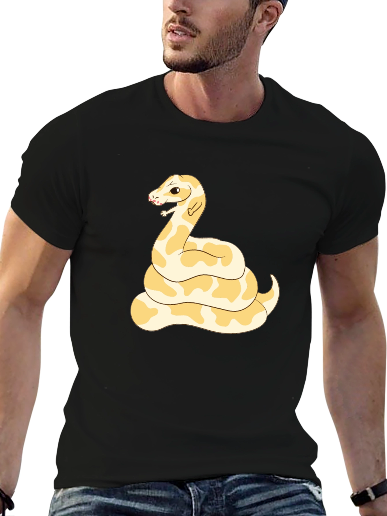 Black Snake Graphic Tee - Black Cotton T-Shirt view 6