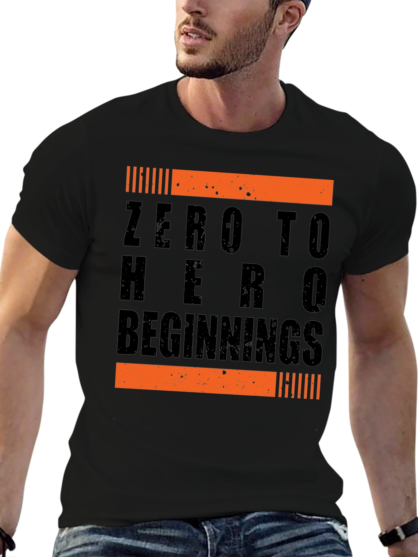 Black Zero to Hero Beginnings Black Graphic Tee view 6