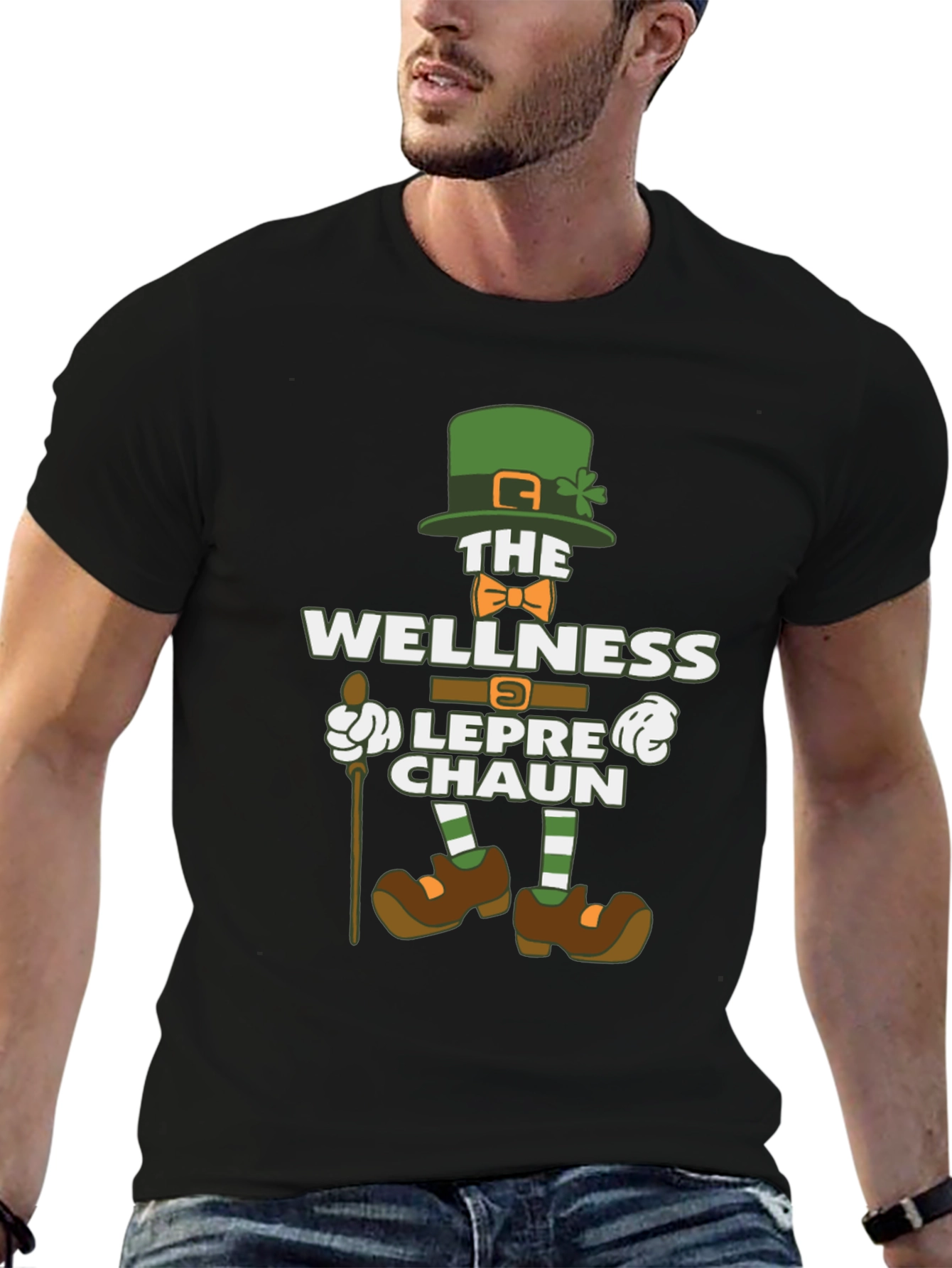 Black Wellness Leprechaun Graphic Tee - St. Patrick's Day Shirt view 6