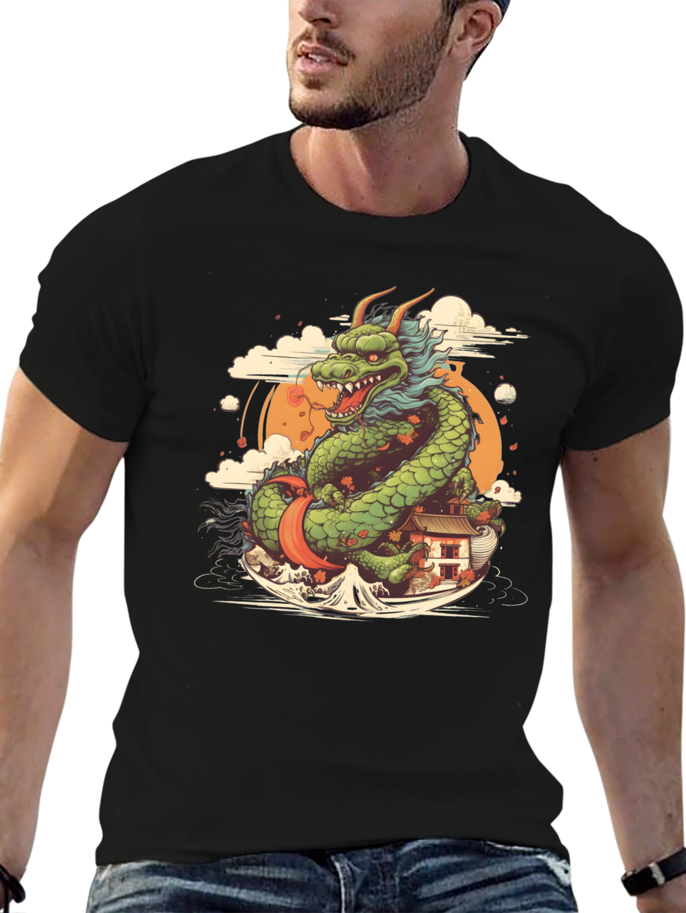 Black Dragon Graphic Tee - Japanese Art Inspired view 6