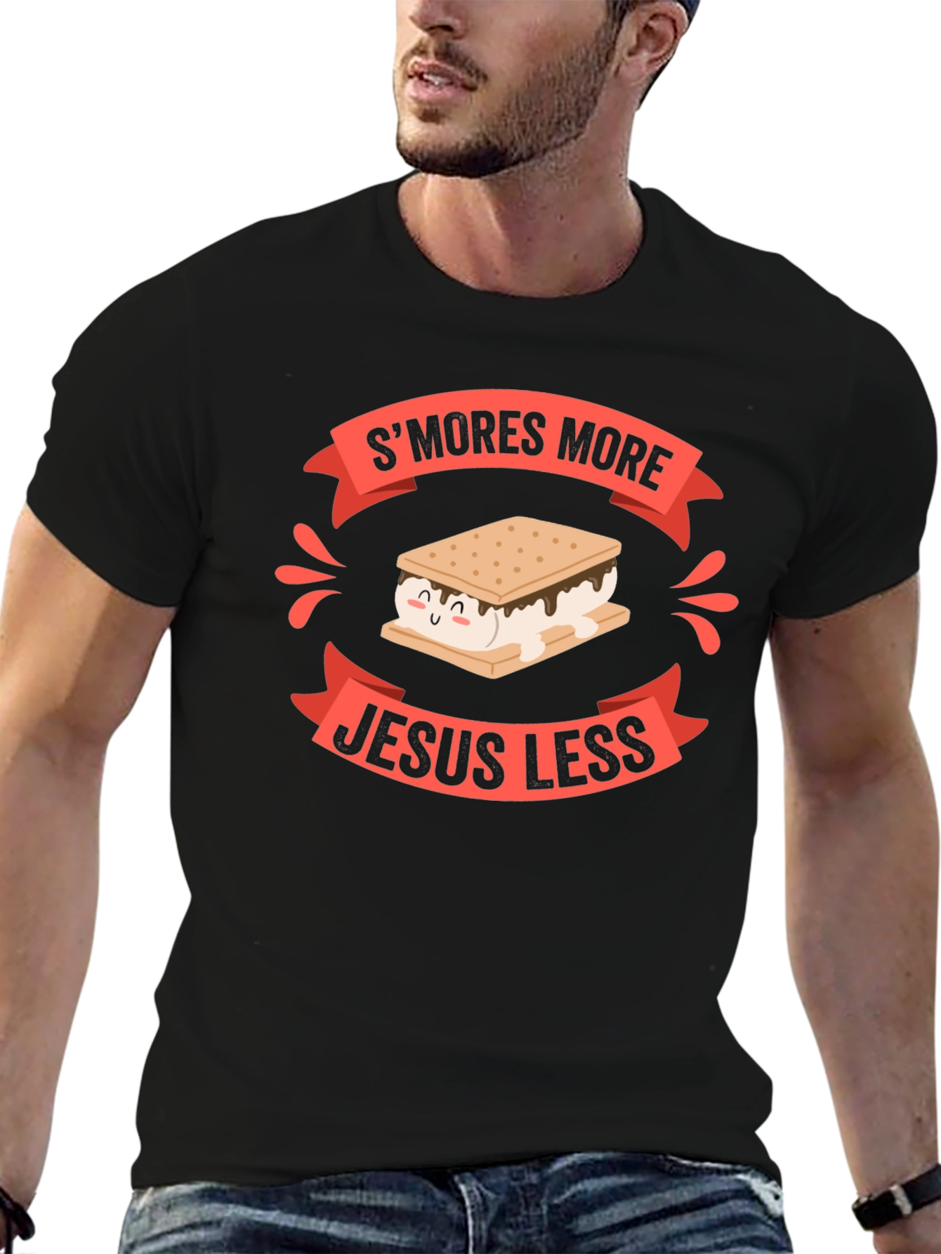 Black S'mores More Jesus Less Graphic T-Shirt view 6