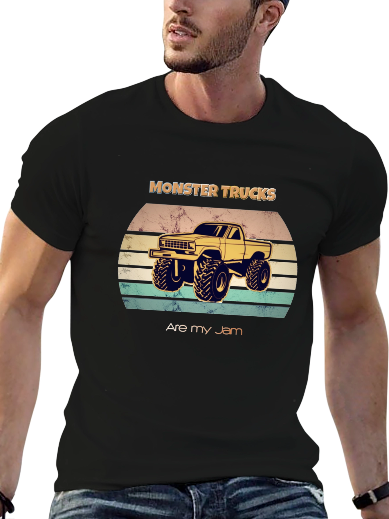 Black Monster Trucks Are My Jam T-Shirt view 6