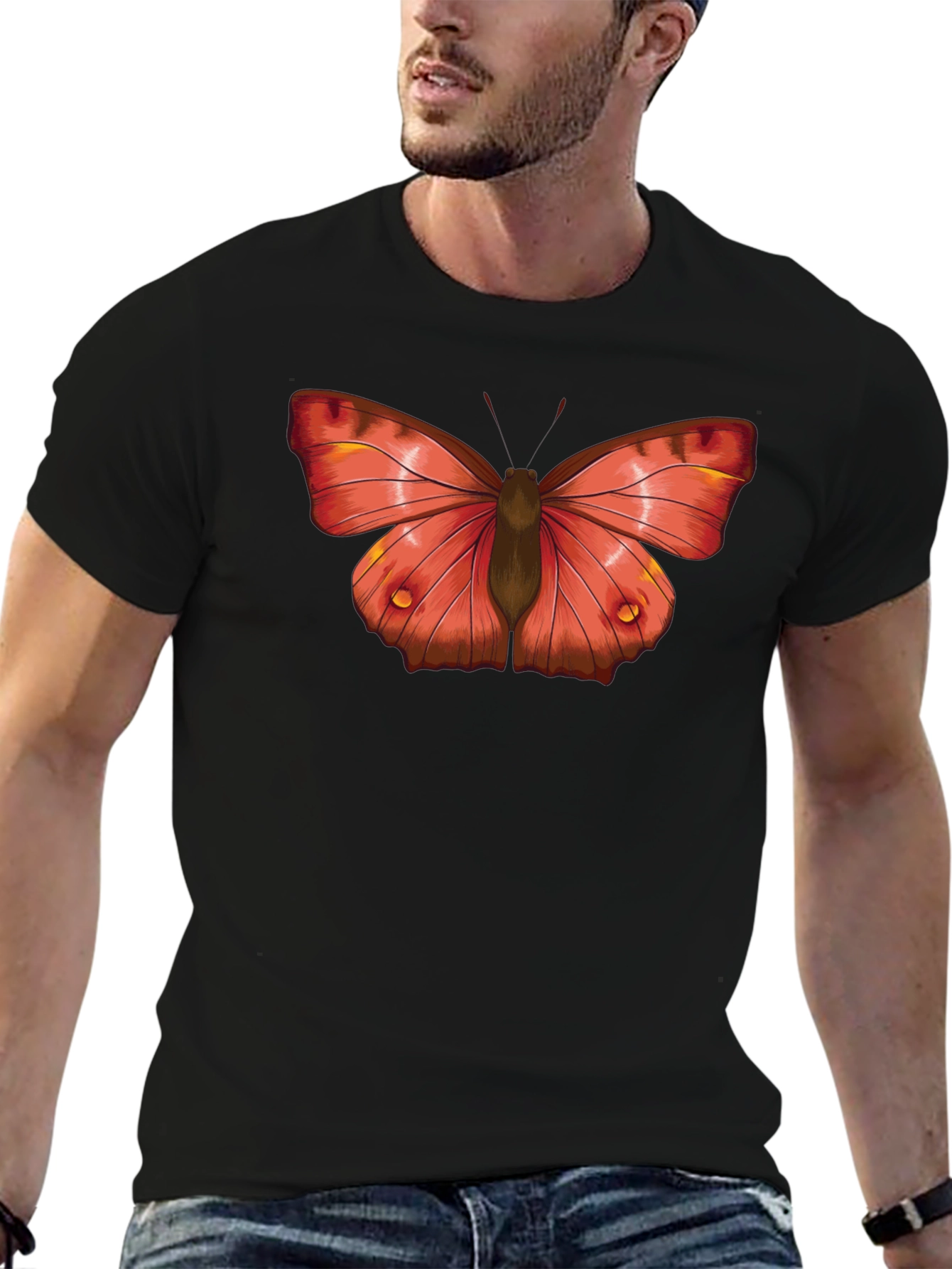 Black Butterfly Graphic Black T-Shirt view 6