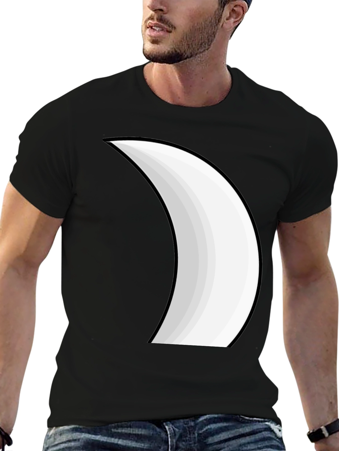 Black Crescent Moon Graphic T-Shirt - Stylish Black Tee view 6