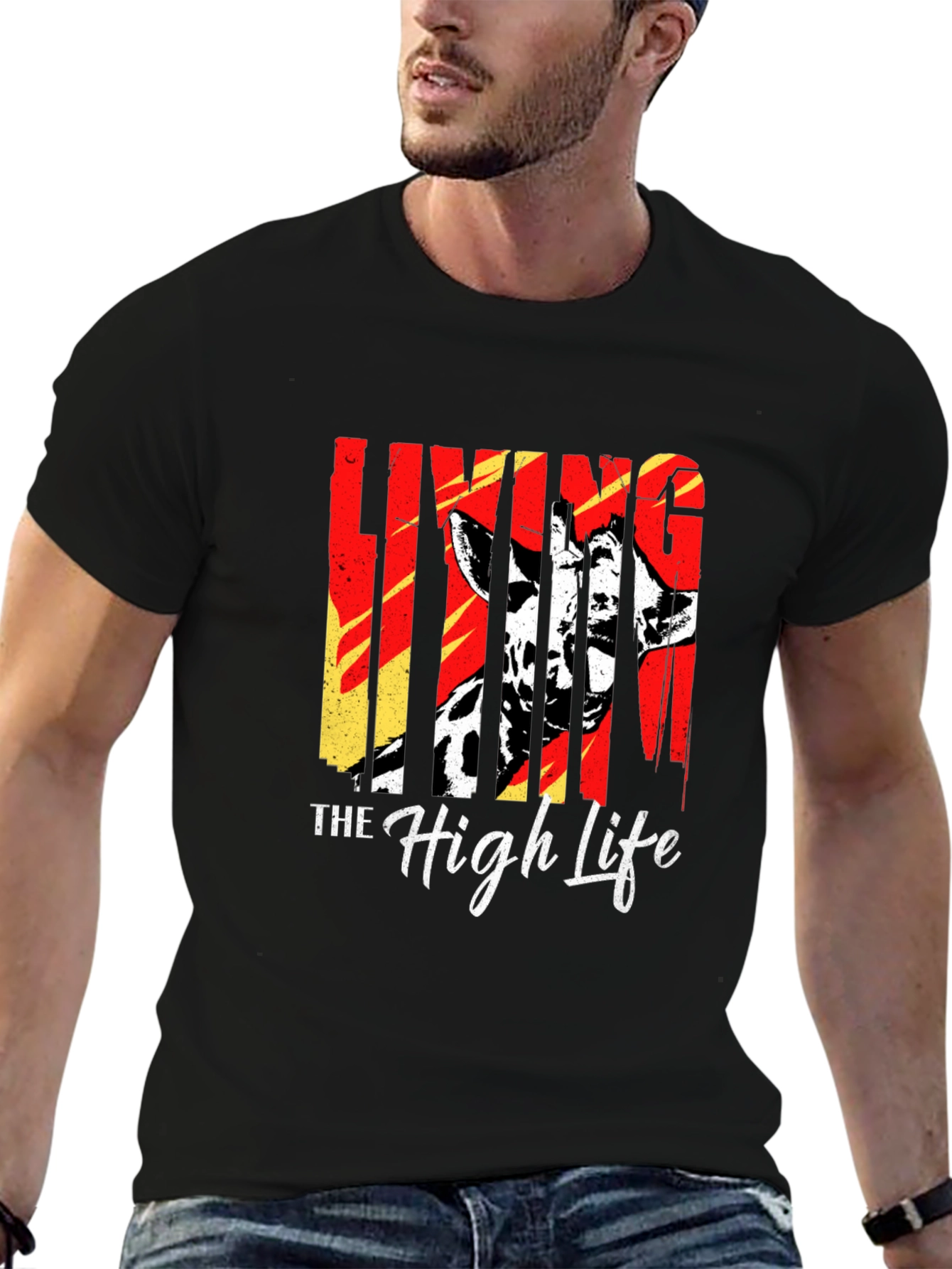 Black Living The High Life Giraffe T-Shirt - Black view 6