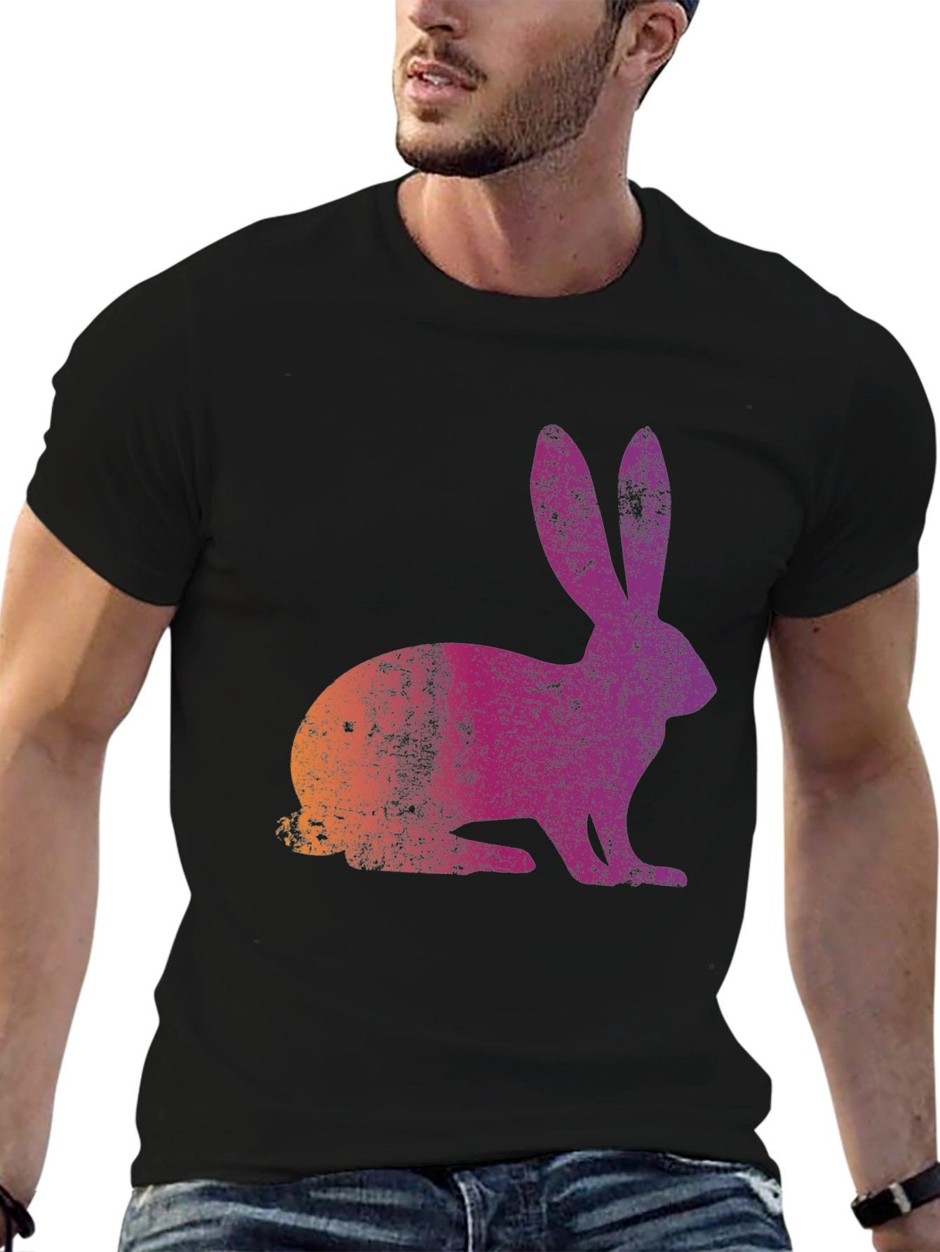 Black Retro Rabbit Graphic Tee view 6