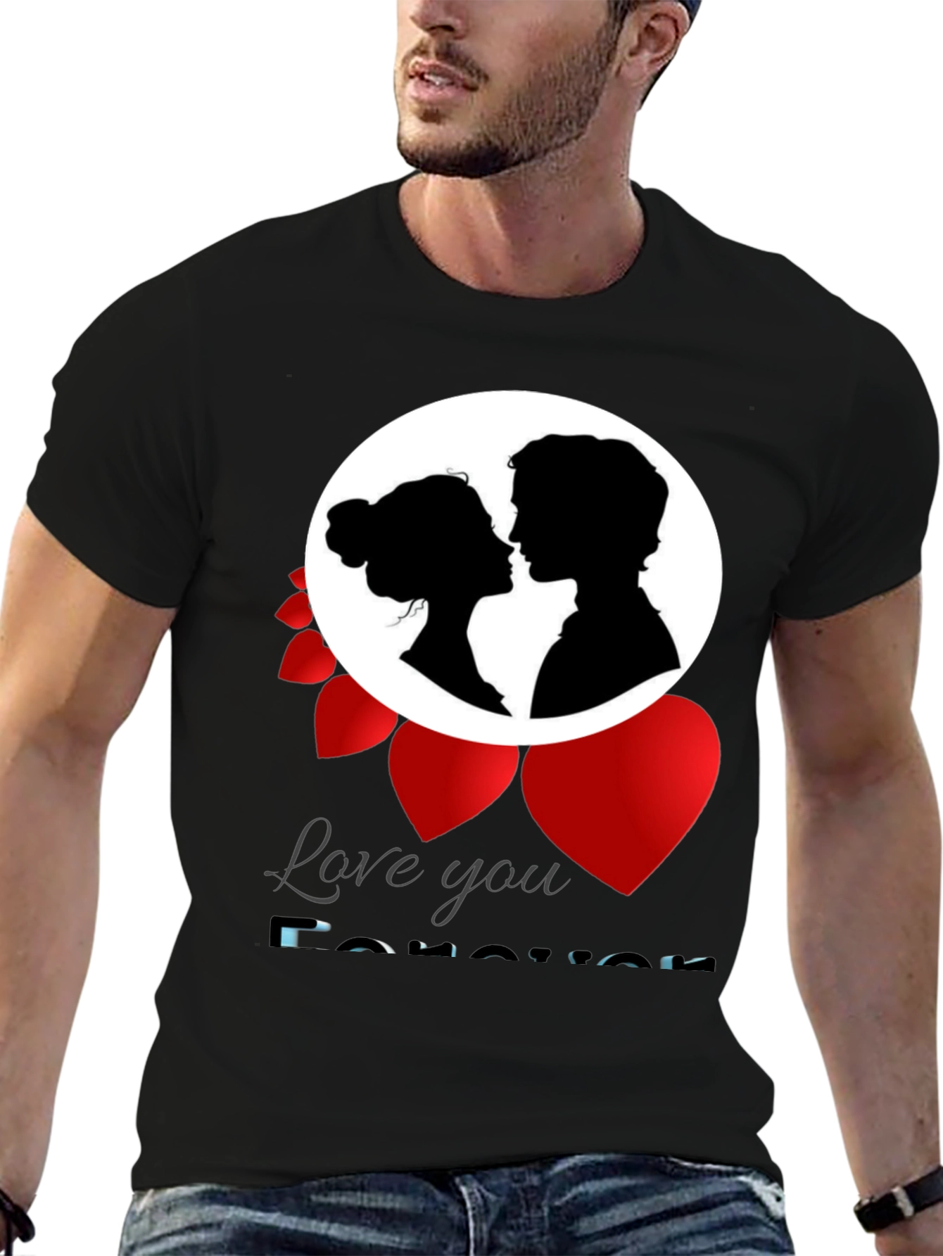 Black Love You Forever T-Shirt Romance Valentine's Gift view 6