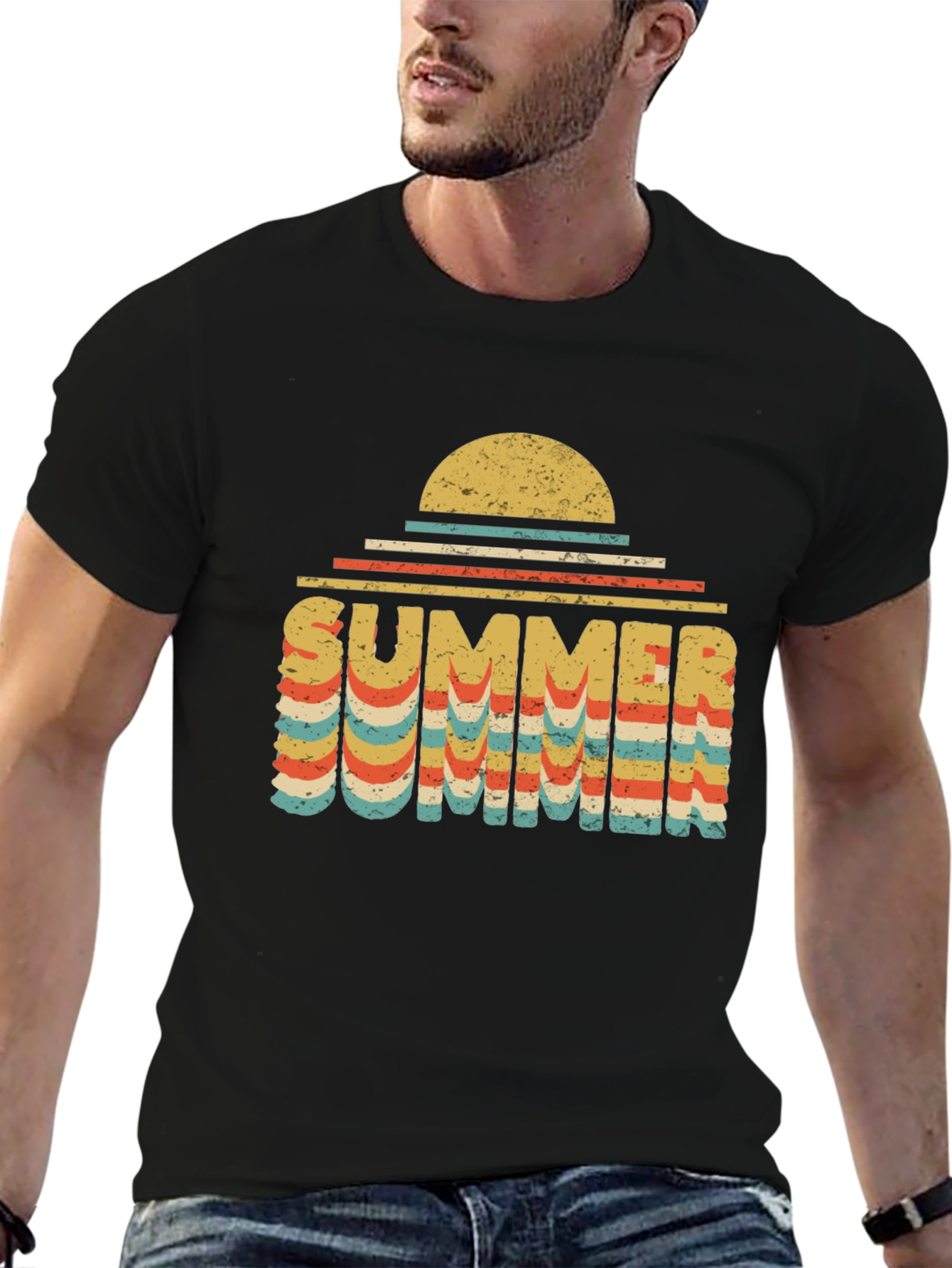 Black Retro Summer T-Shirt view 6