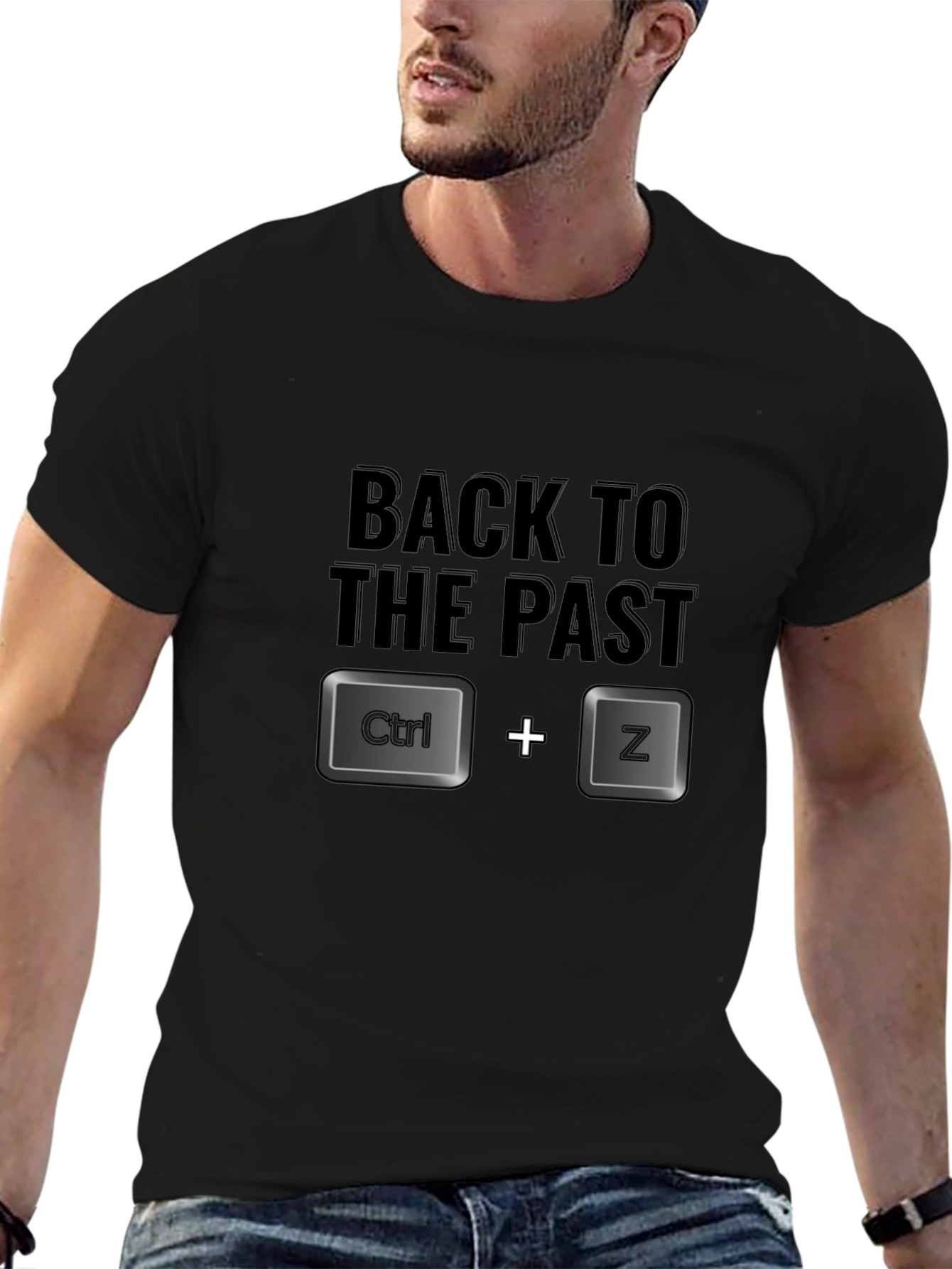 Black Back to the Past Ctrl+Z Black T-Shirt view 6