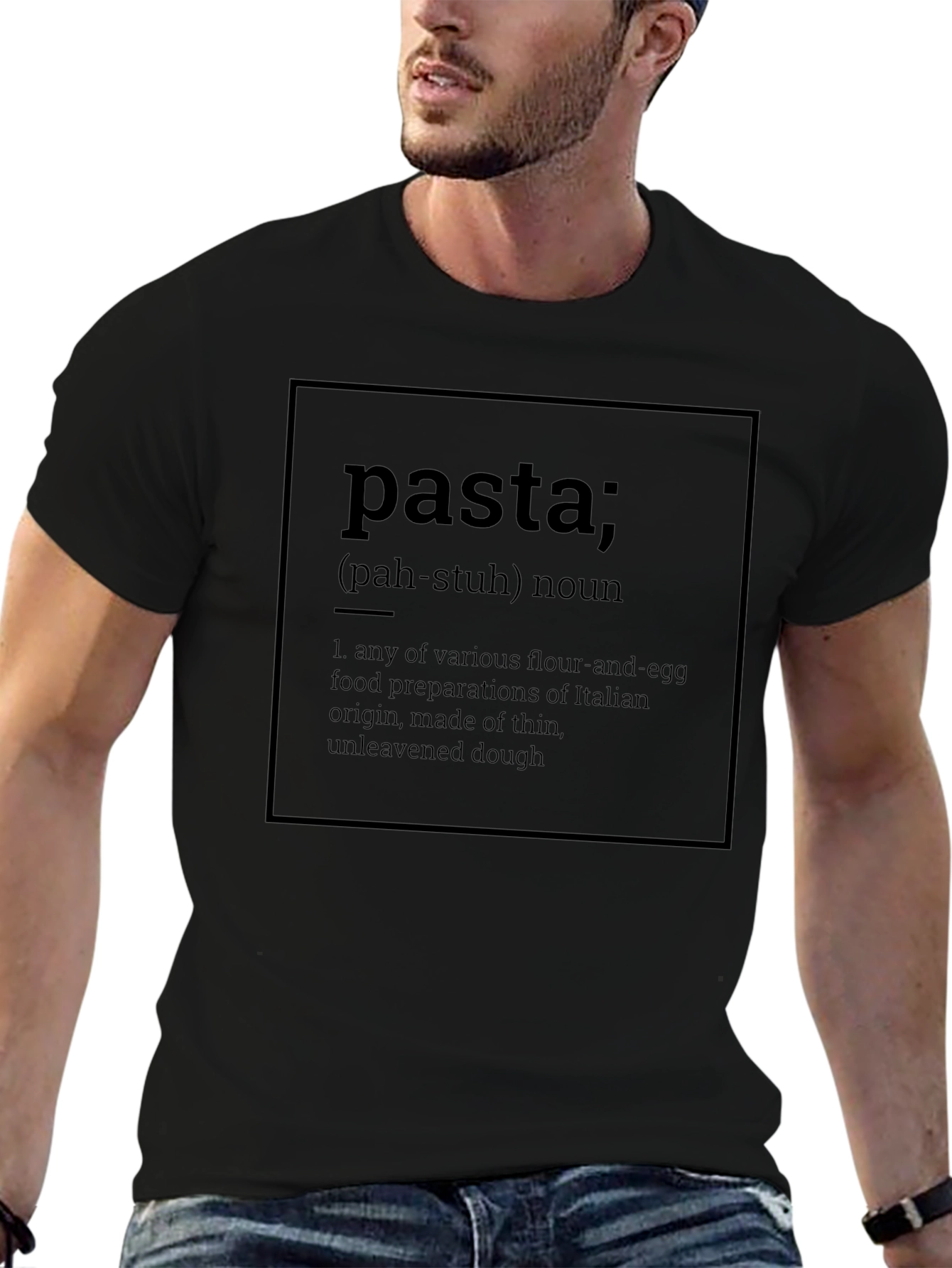 Black Pasta Definition T-Shirt - Italian Food Lover Tee view 6
