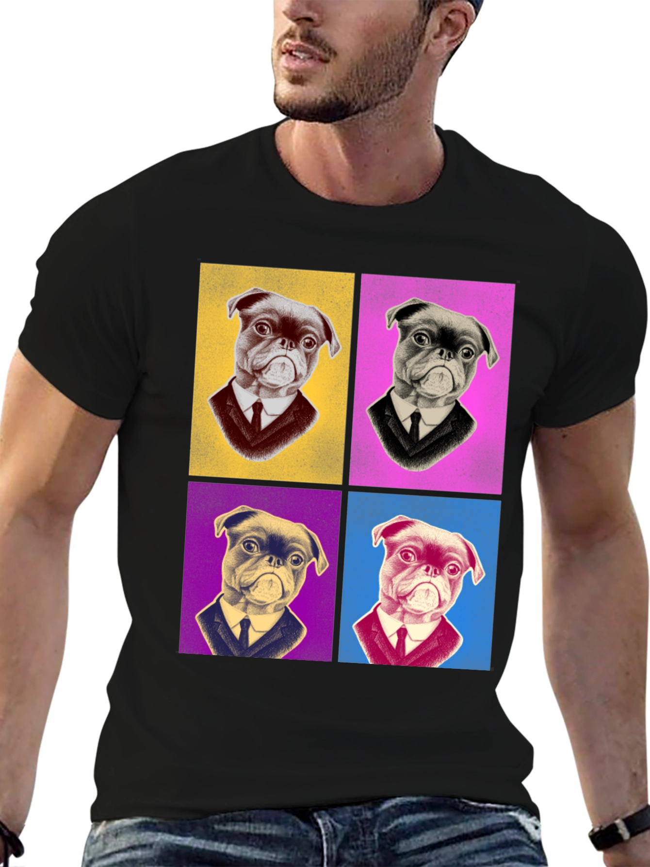 Black Pop Art Pug T-Shirt - Stylish Graphic Tee view 6