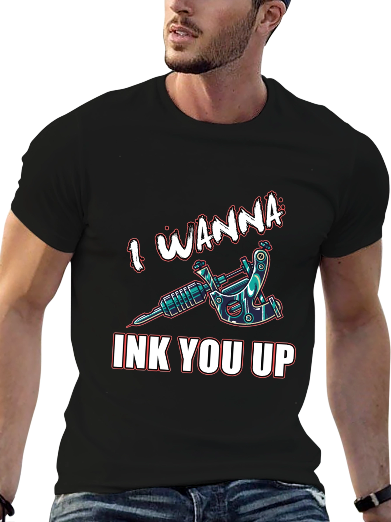 Black I Wanna Ink You Up Tattoo T-Shirt - Black Cotton view 6