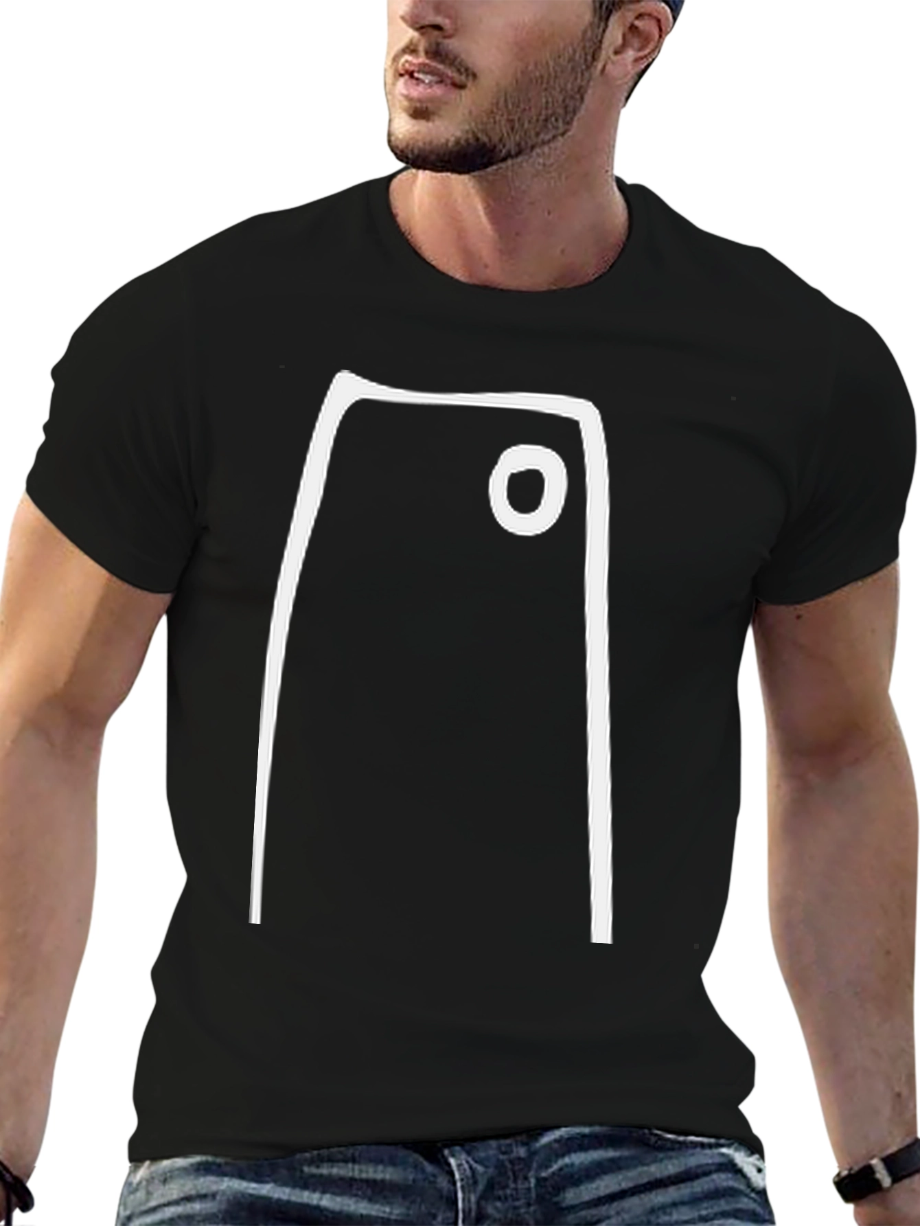 Black Minimalist Graphic Tee - Abstract White Shape on Black view 6