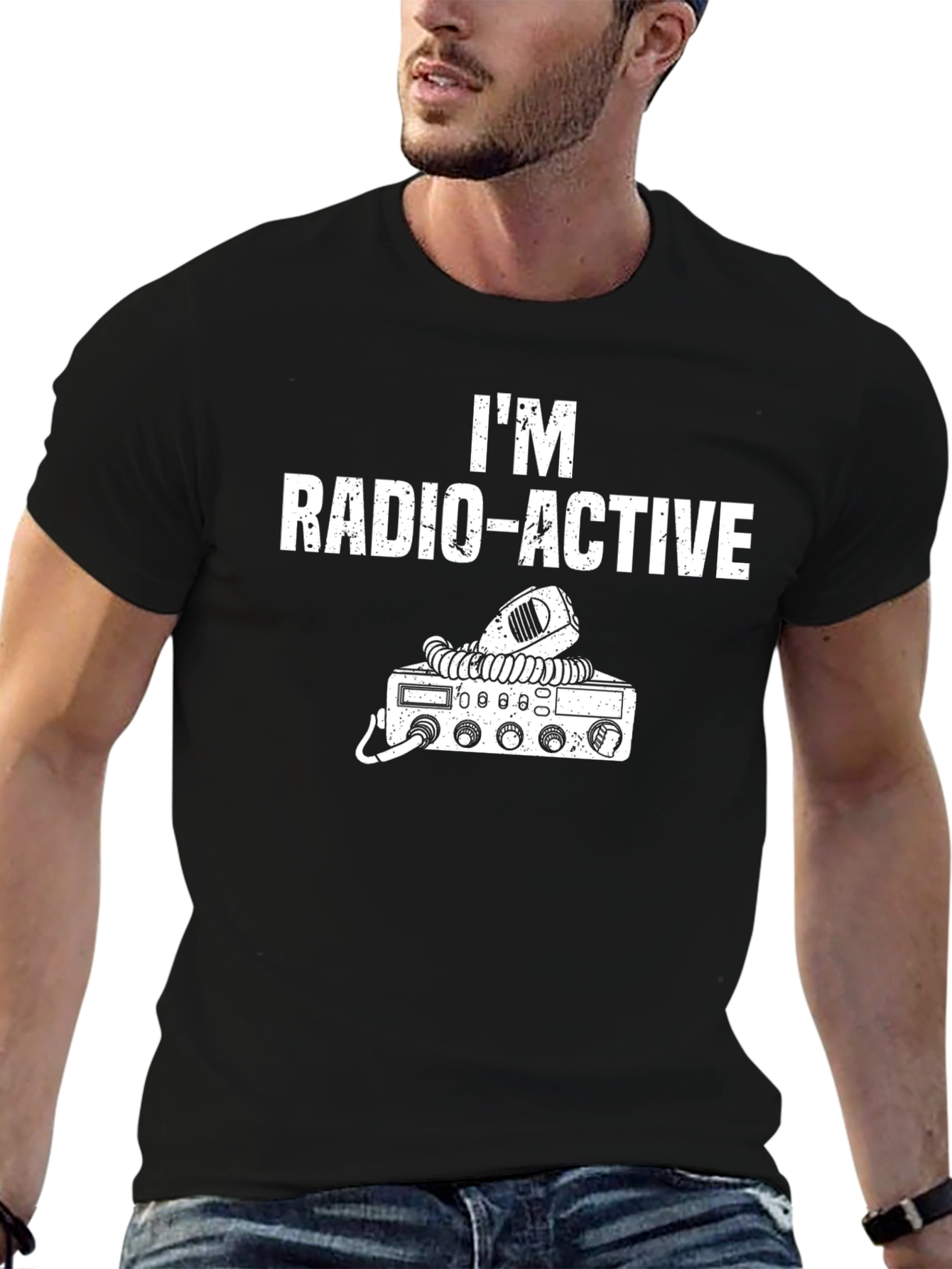 Black I'm Radio-Active Funny Ham Radio T-Shirt view 6