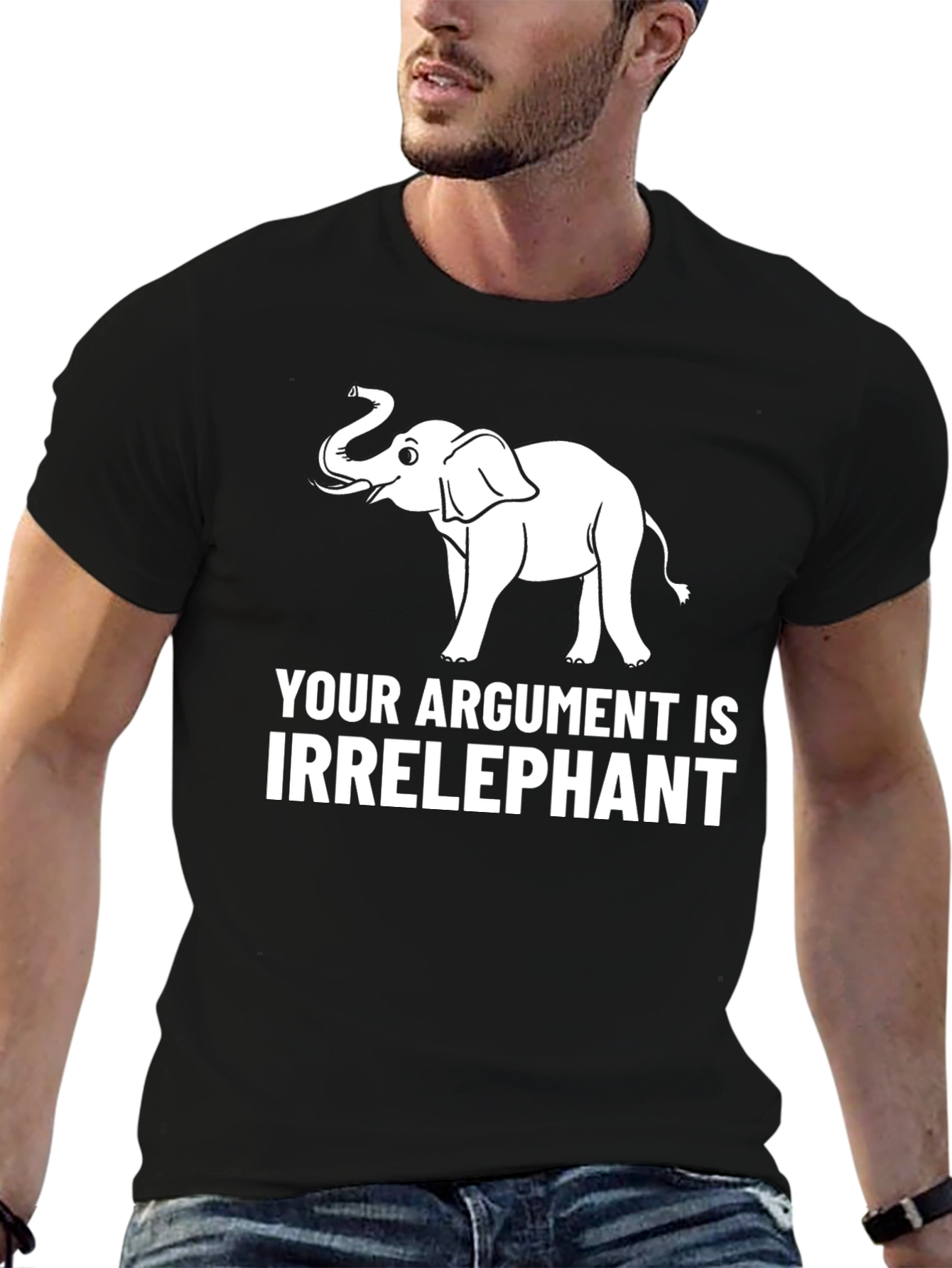 Black Irrelephant Graphic Tee - Funny Animal Pun T-Shirt view 6