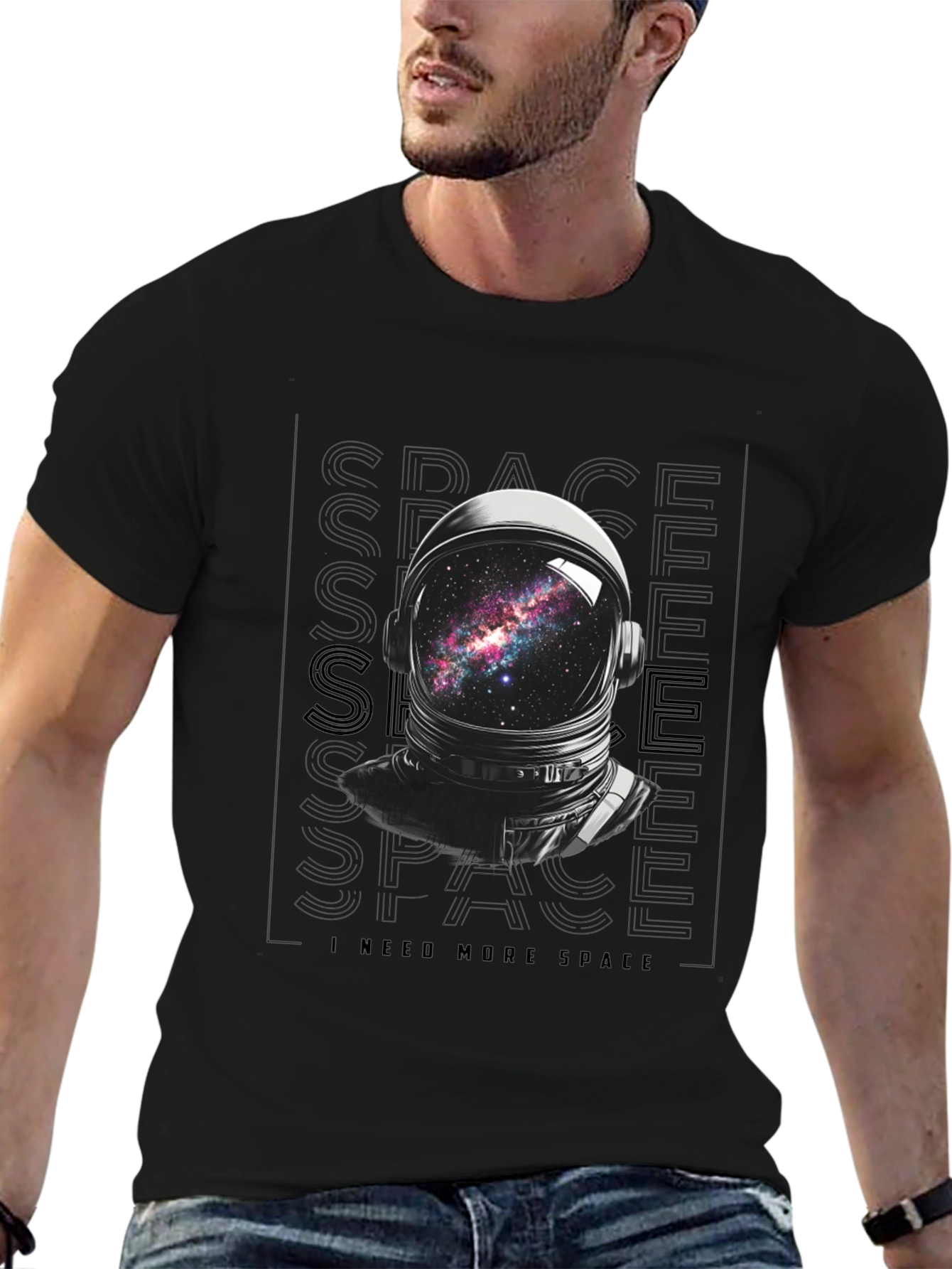 Black Astronaut Galaxy T-Shirt - I Need More Space Tee view 6
