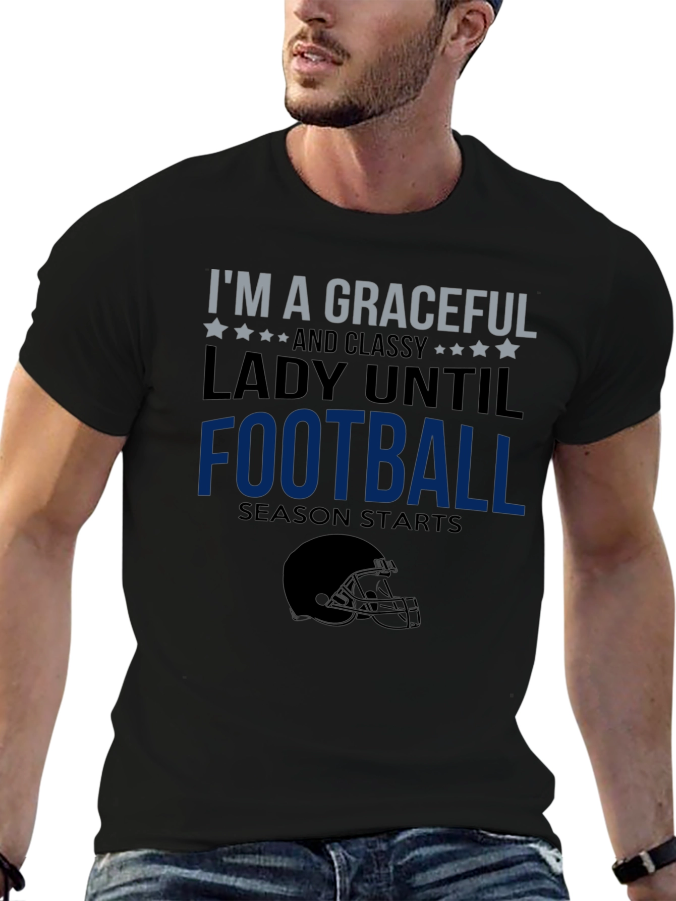 Black Graceful Lady Football Season T-Shirt view 6
