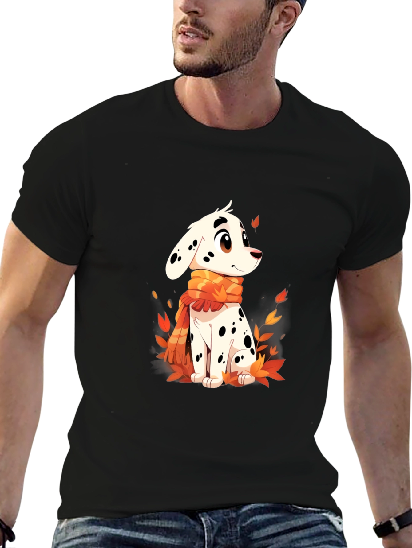 Black Dalmatian Puppy T-Shirt - Cute Cartoon Dog view 6