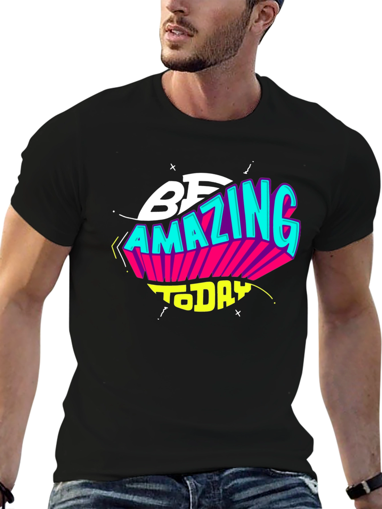 Black Be Amazing Today Black Graphic T-Shirt view 6