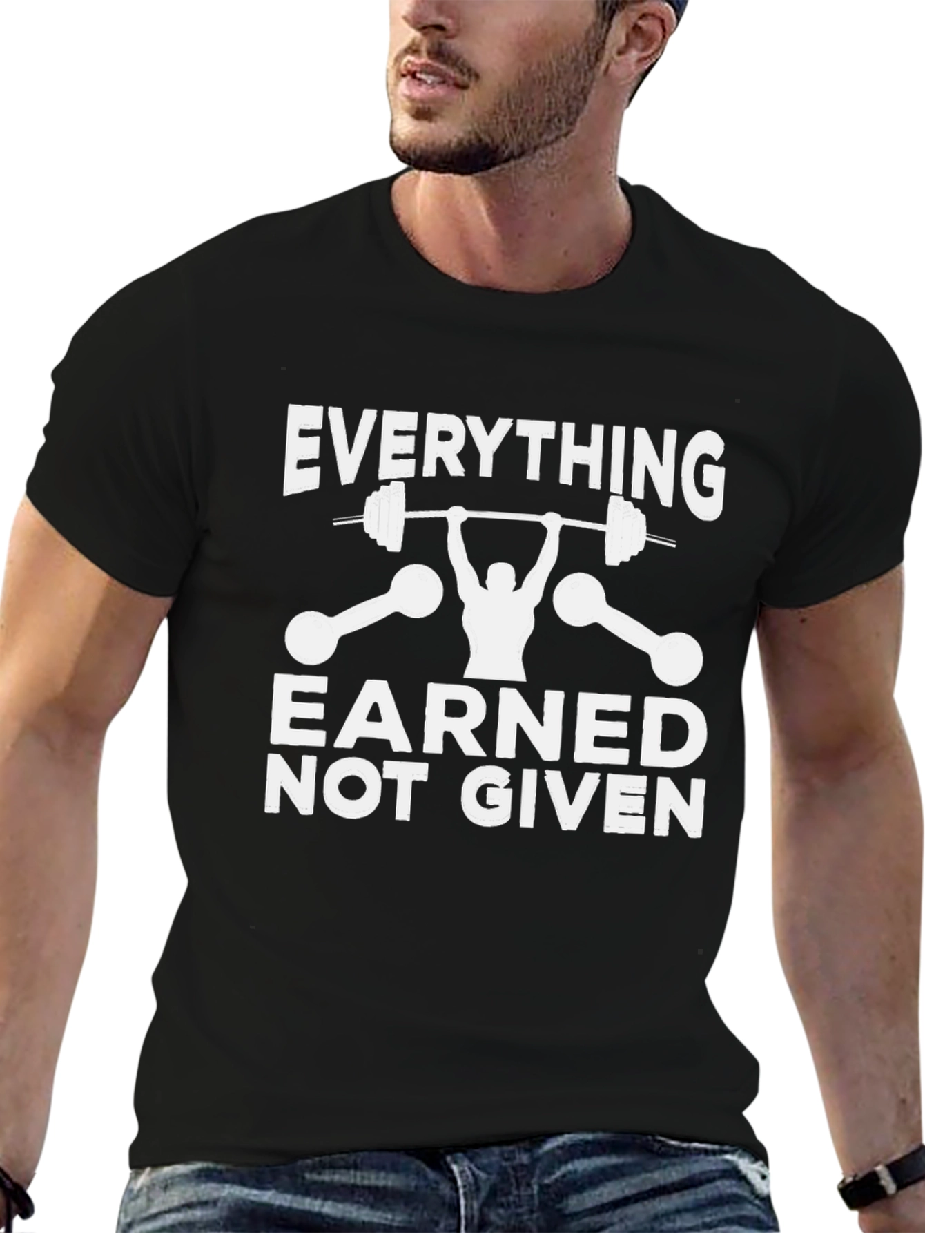 Black Everything Earned Gym Black T-Shirt view 6