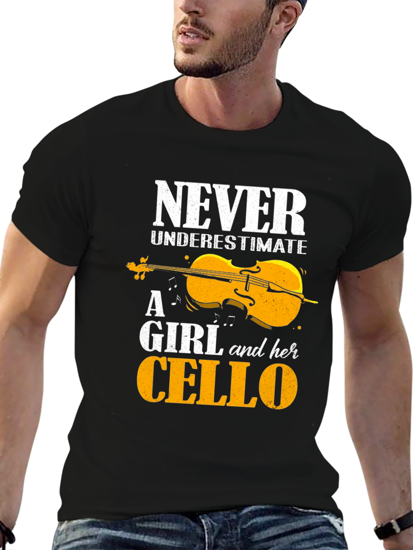 Black Never Underestimate A Girl And Her Cello T-Shirt view 6