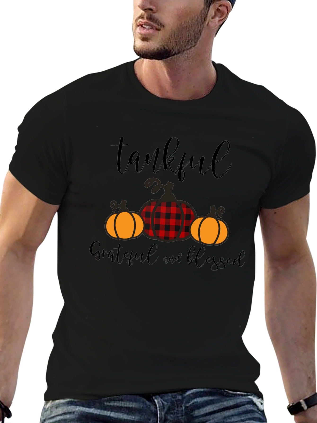 Thankful Grateful Blessed Pumpkin T-Shirt - 6