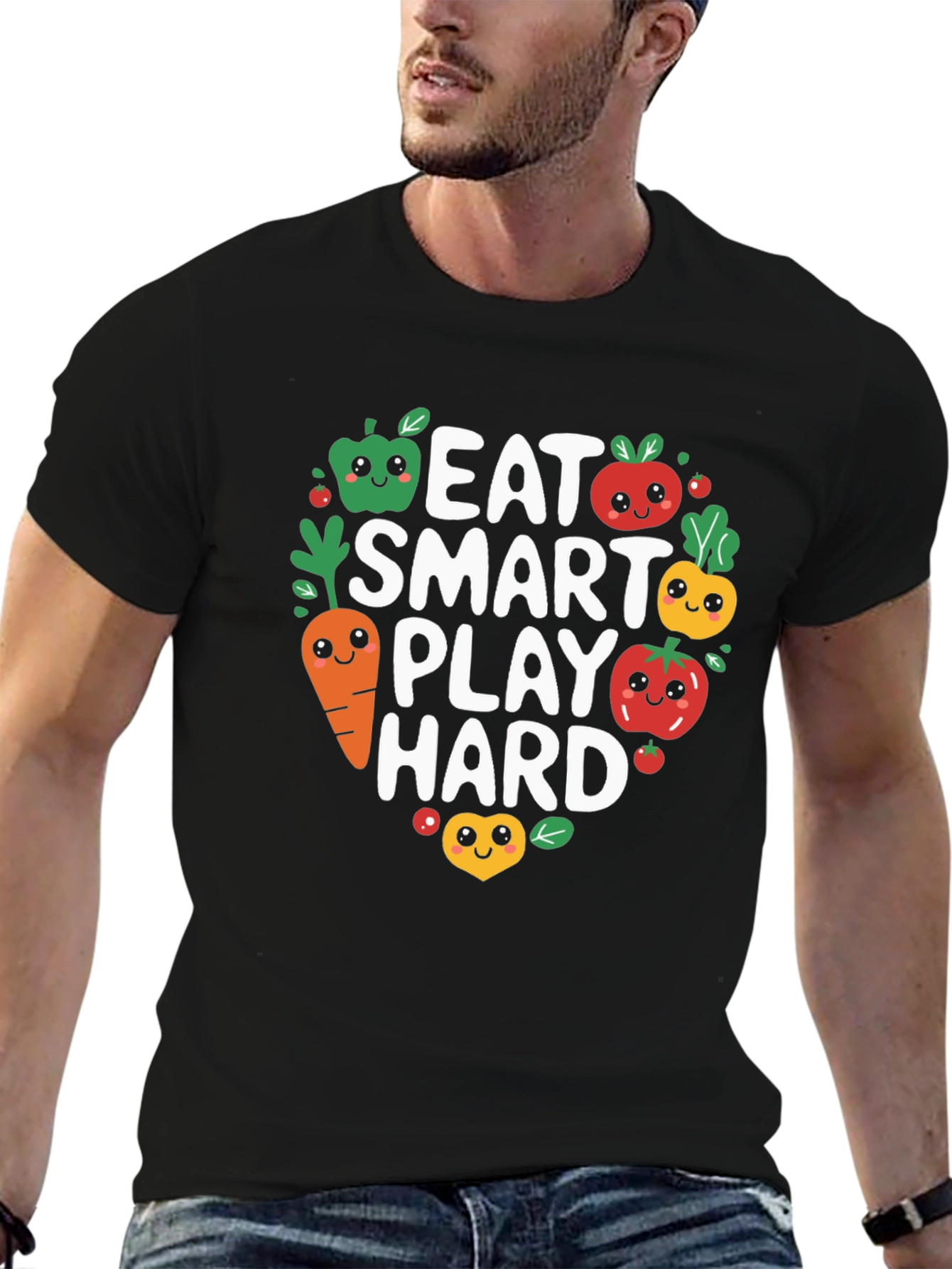 Black Eat Smart Play Hard T-Shirt view 6