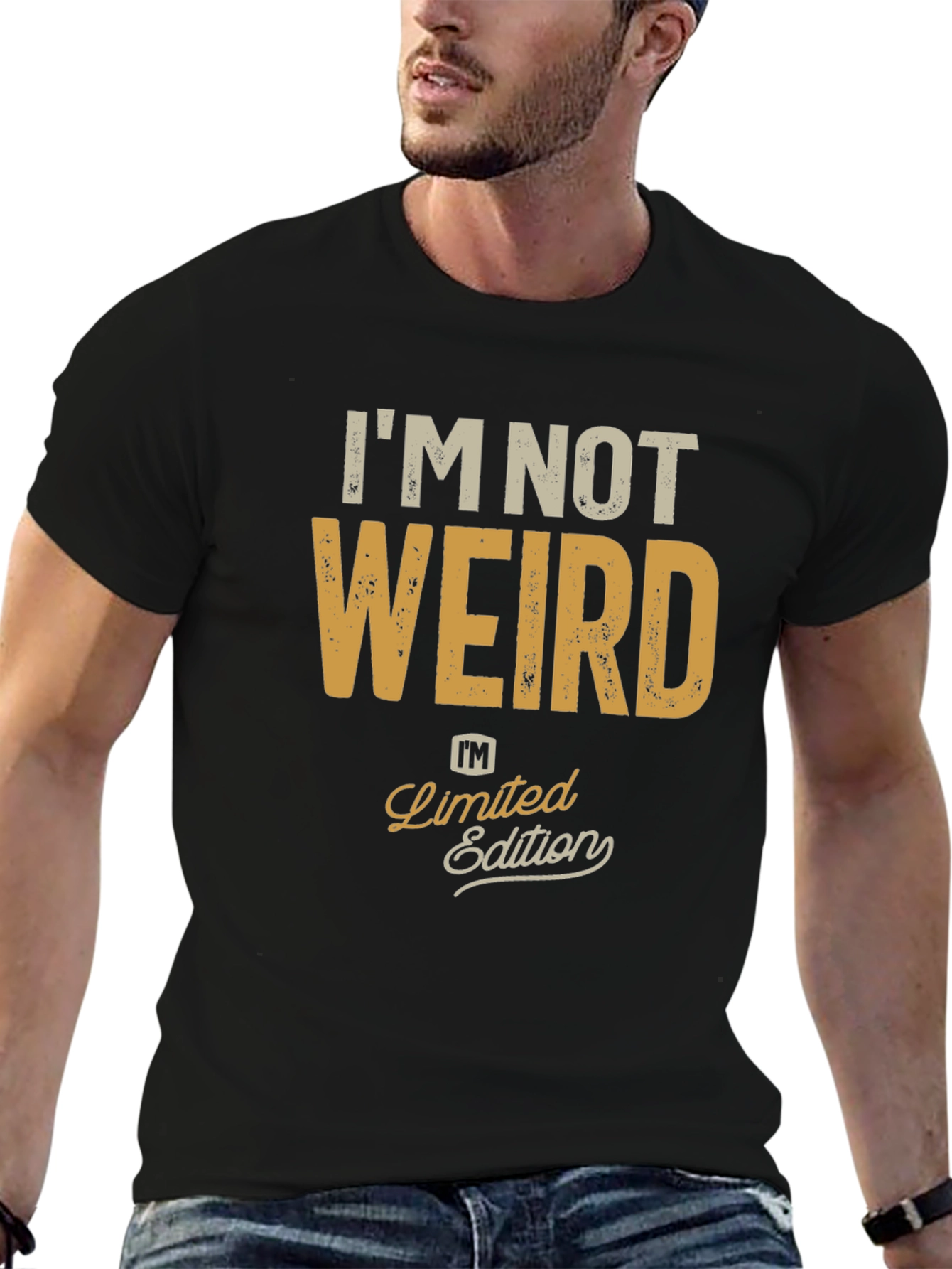 Black I'm Not Weird, Limited Edition Black Graphic T-Shirt view 6
